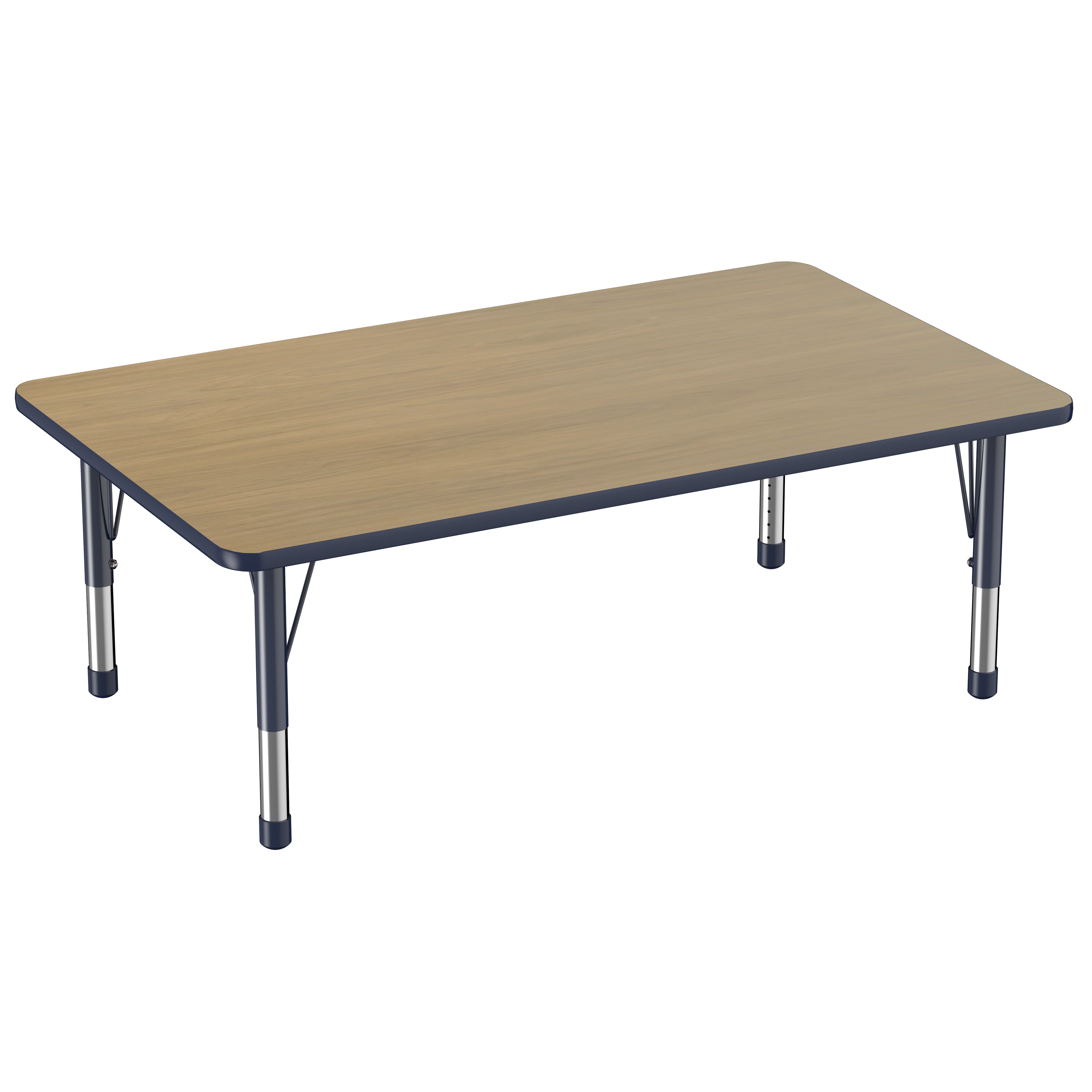 36" x 60" Rectangle T-Molding Activity Table with Adjustable Chunky Legs - Pasadena Oak/Navy