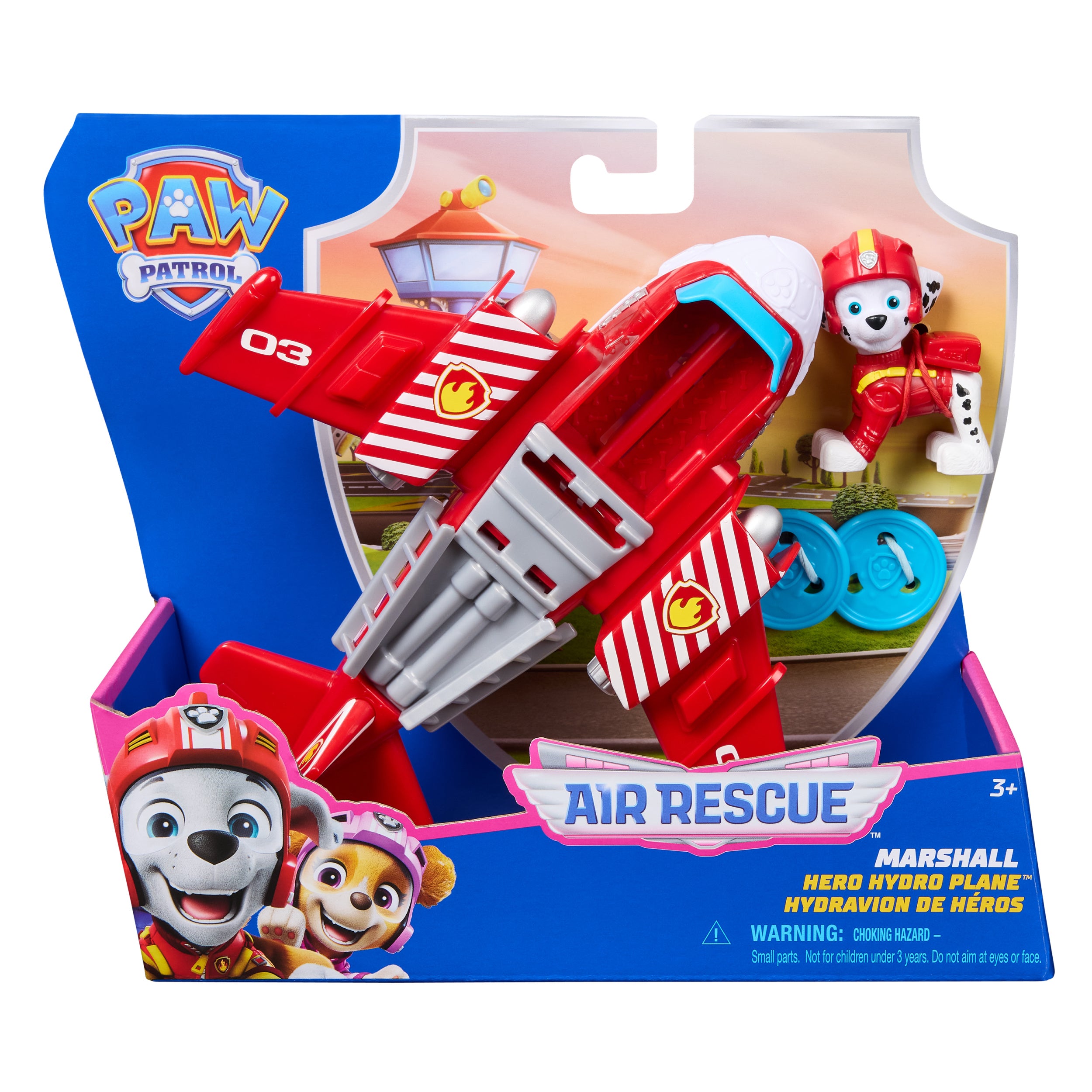 PAW Patrol: Air Rescue Marshall Action Figure & Hero Hydro Airplane Toy with Projectile Launcher & 2 Projectiles, Kids Toys for Boys & Girls Ages 3+