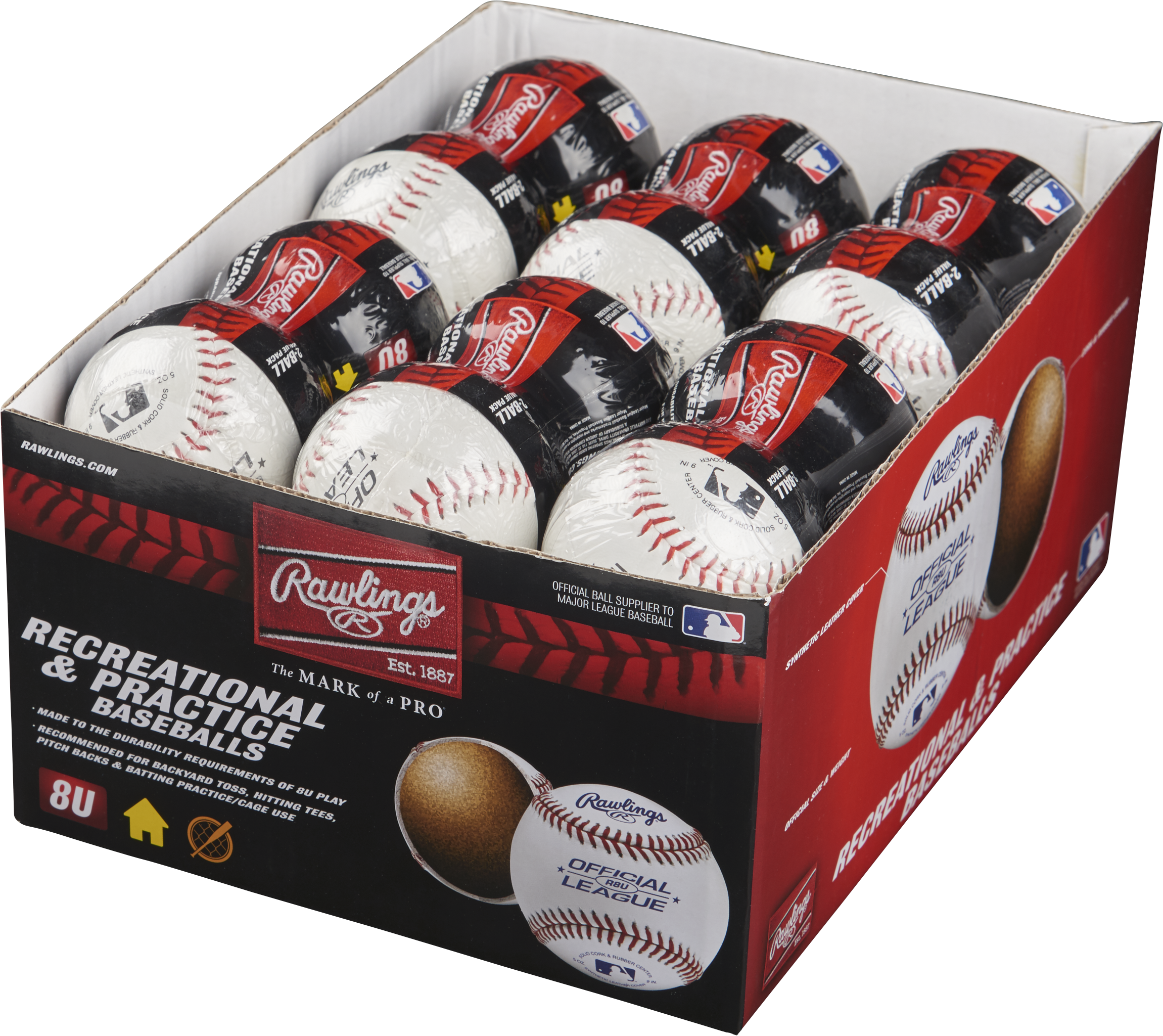 Rawlings 8 And Under Official League Baseball - 2 Dz Display Box