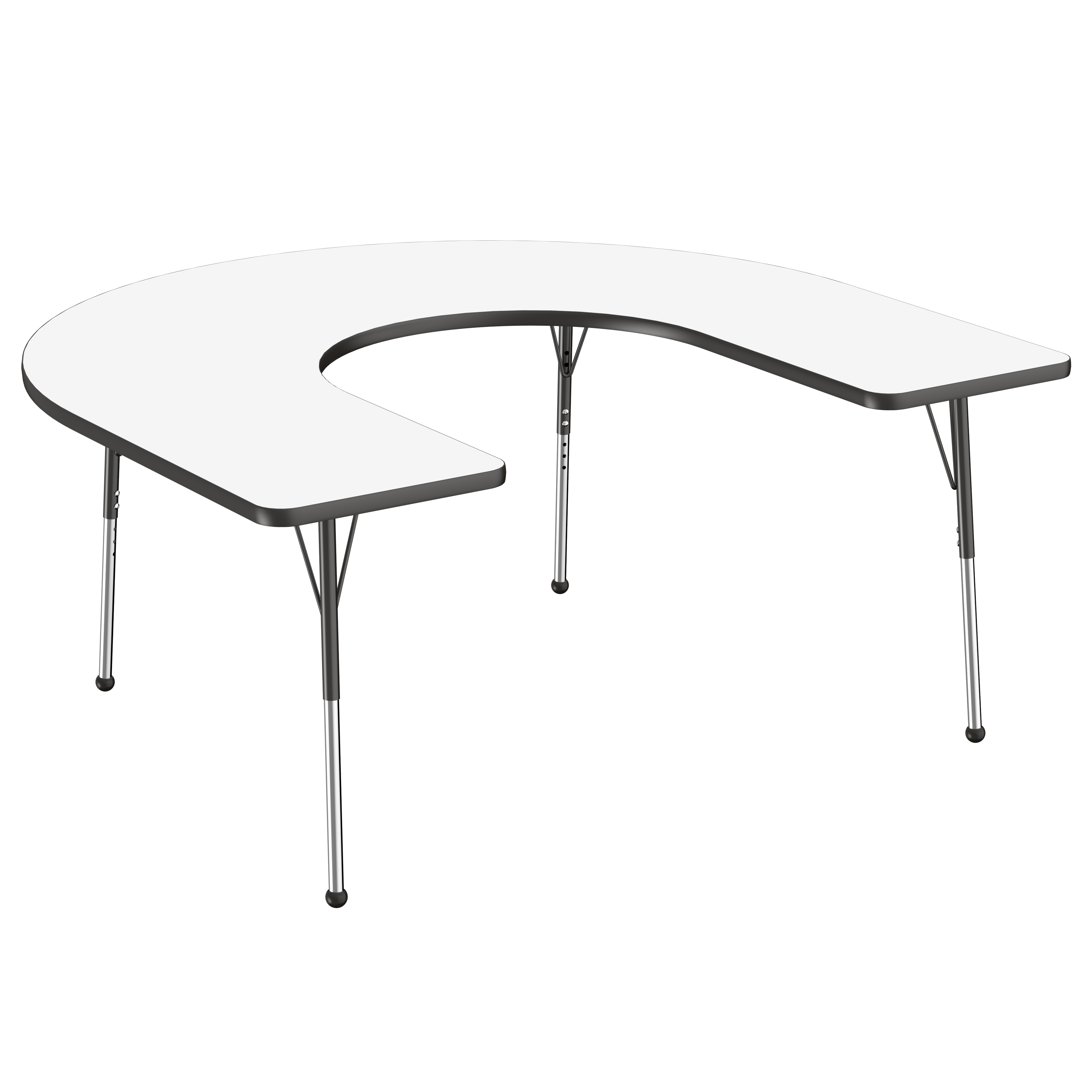 60" x 66" Horseshoe Dry-Erase Activity Table with Adjustable Standard Ball Glide Legs - Whiteboard/Black