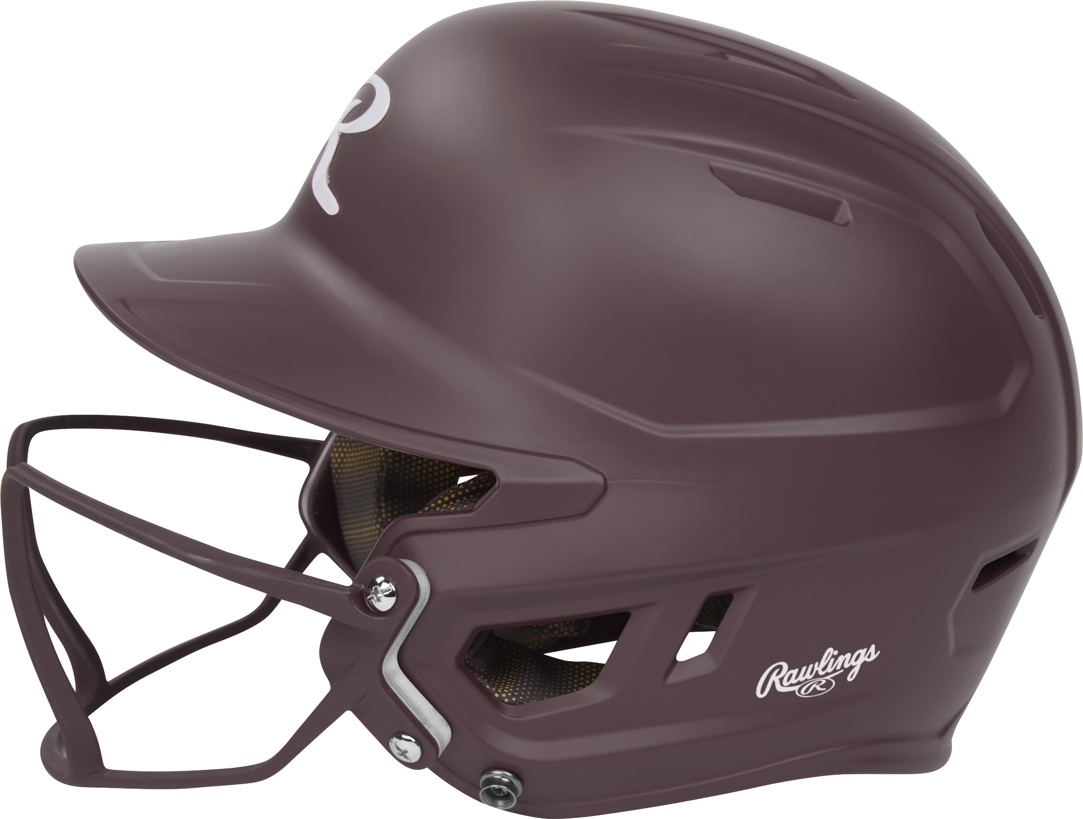 Rawlings Mach Hi-Viz Senior Matte Batting Helmet With Hi-Viz Face Guard - Maroon
