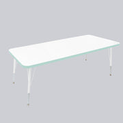 30" x 60" Rectangle Thermofused Activity Table with Adjustable Standard Swivel Glide Legs - White/Seafoam/White
