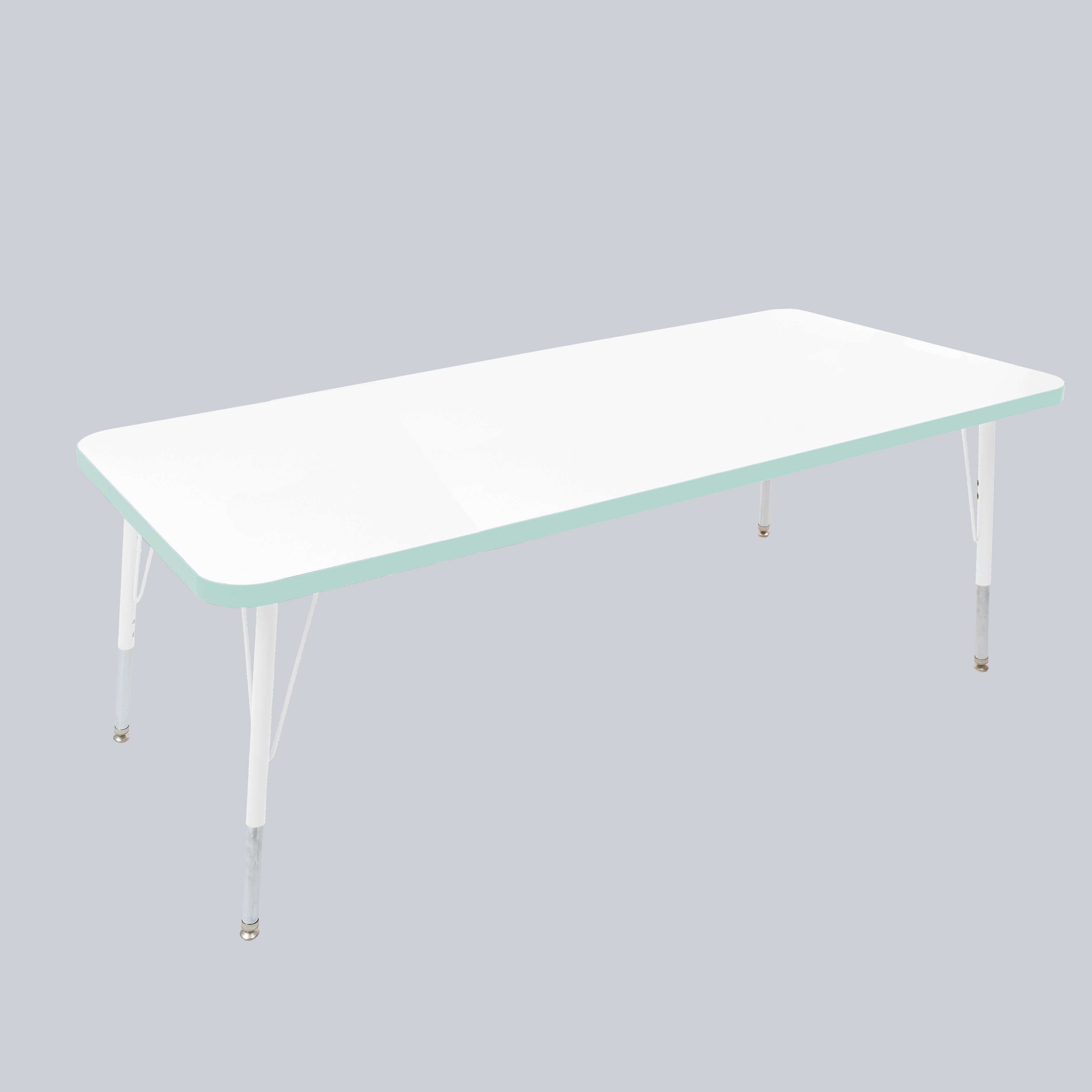 30" x 60" Rectangle Thermofused Activity Table with Adjustable Standard Swivel Glide Legs - White/Seafoam/White