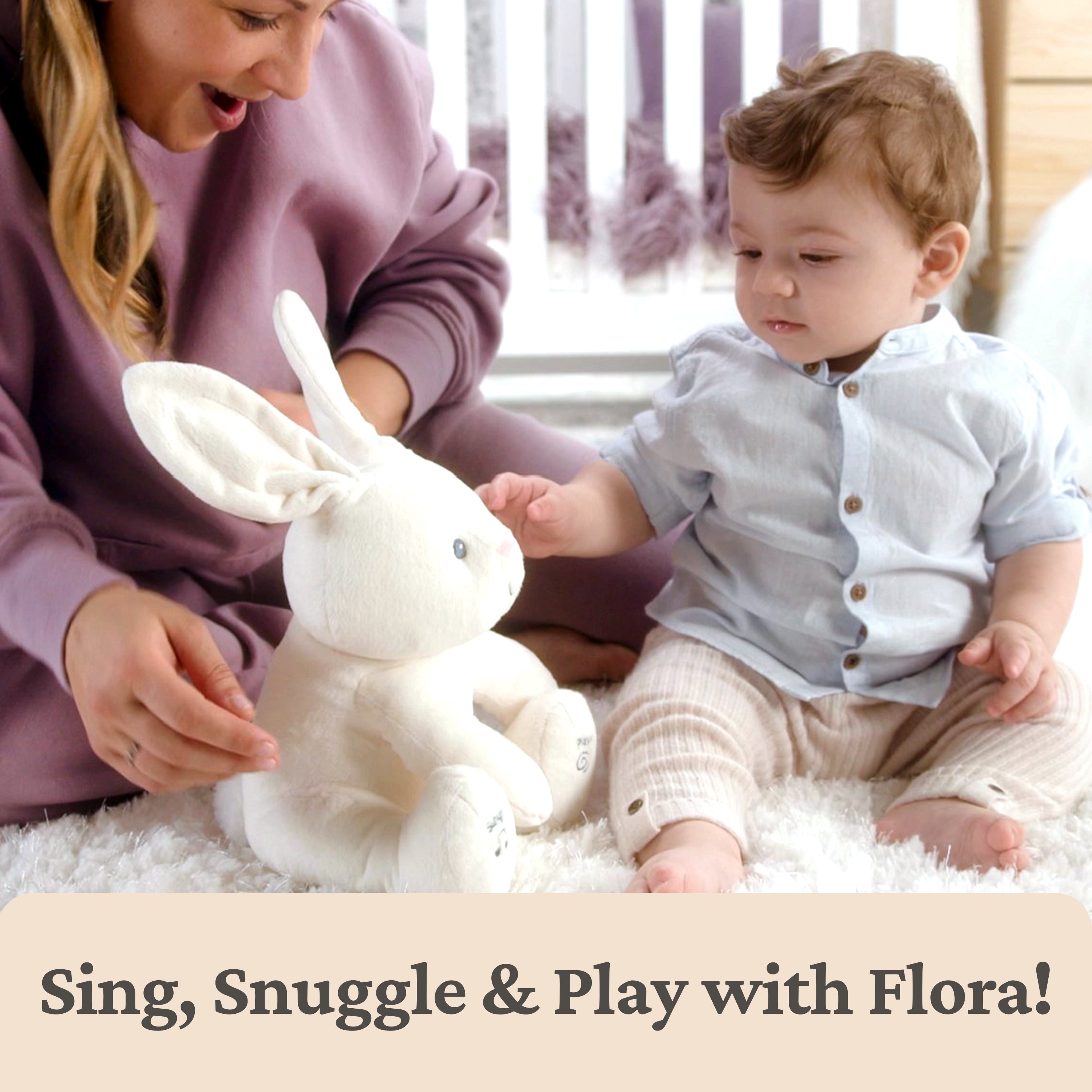 Baby GUND Flora the Bunny Animated Plush, Singing Stuffed Animal Toy for Ages 0 and Up, Cream, 12" Styles May Vary