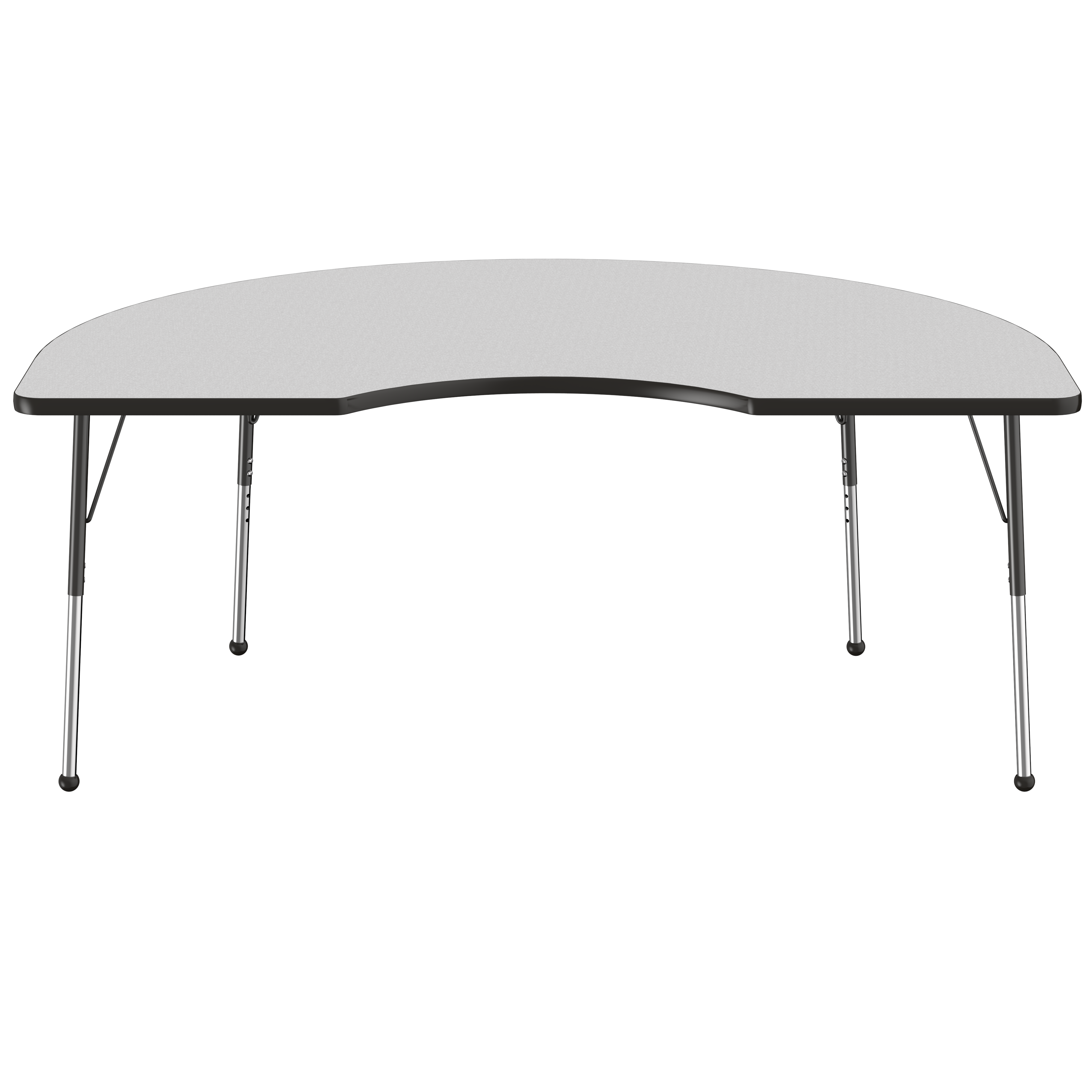 48" x 72" Kidney T-Molding Activity Table with Adjustable Standard Ball Glide Legs - Gray/Black