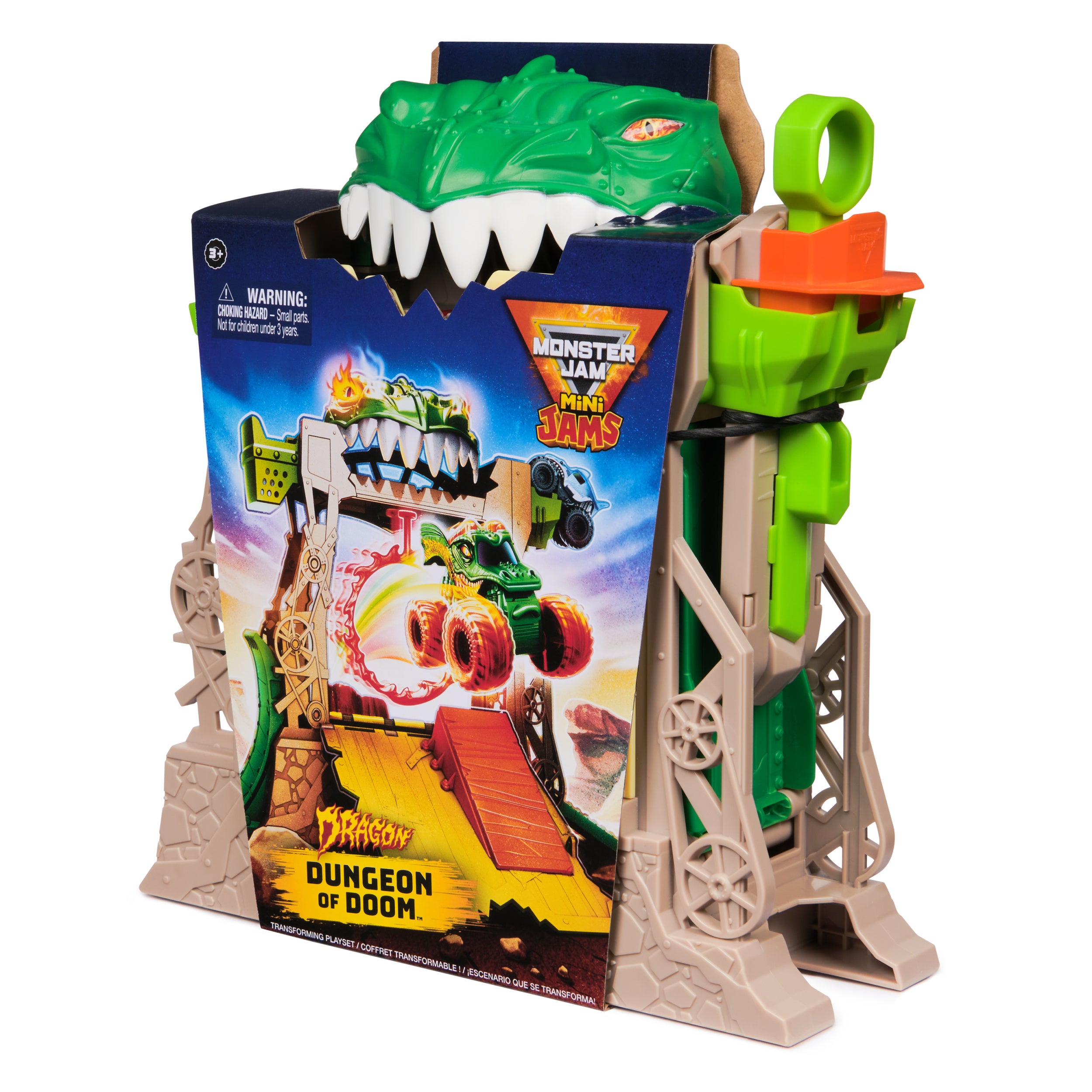 Monster Jam, Dragon Dungeon of Doom Playset, Mini Jams, Exclusive Die-Cast Dragon Monster Truck 1:87 Scale, Kids Toys for Boys Ages 3 and Up