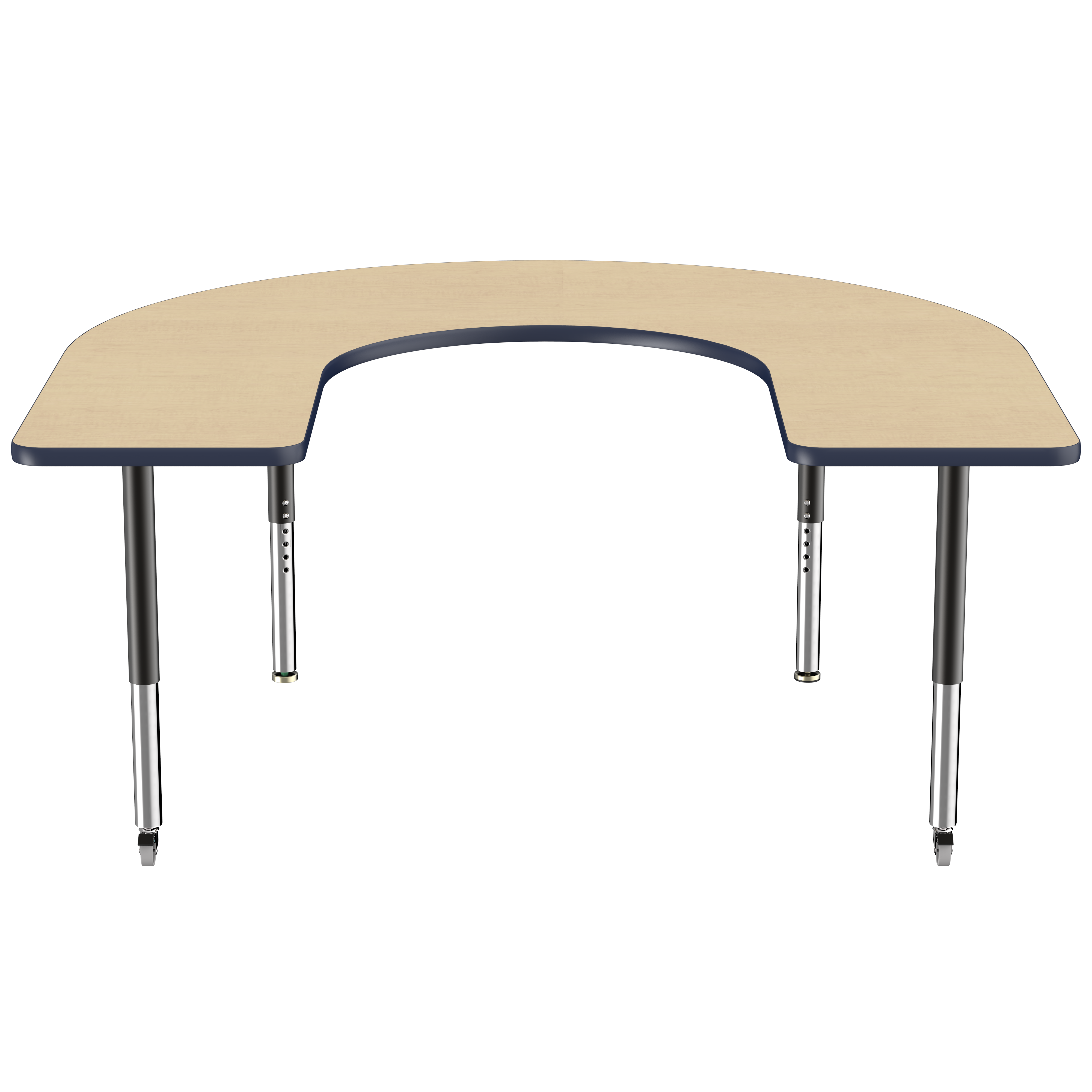 60" x 66" Horseshoe T-Molding Activity Table with Adjustable Super Legs - Maple/Navy/Black