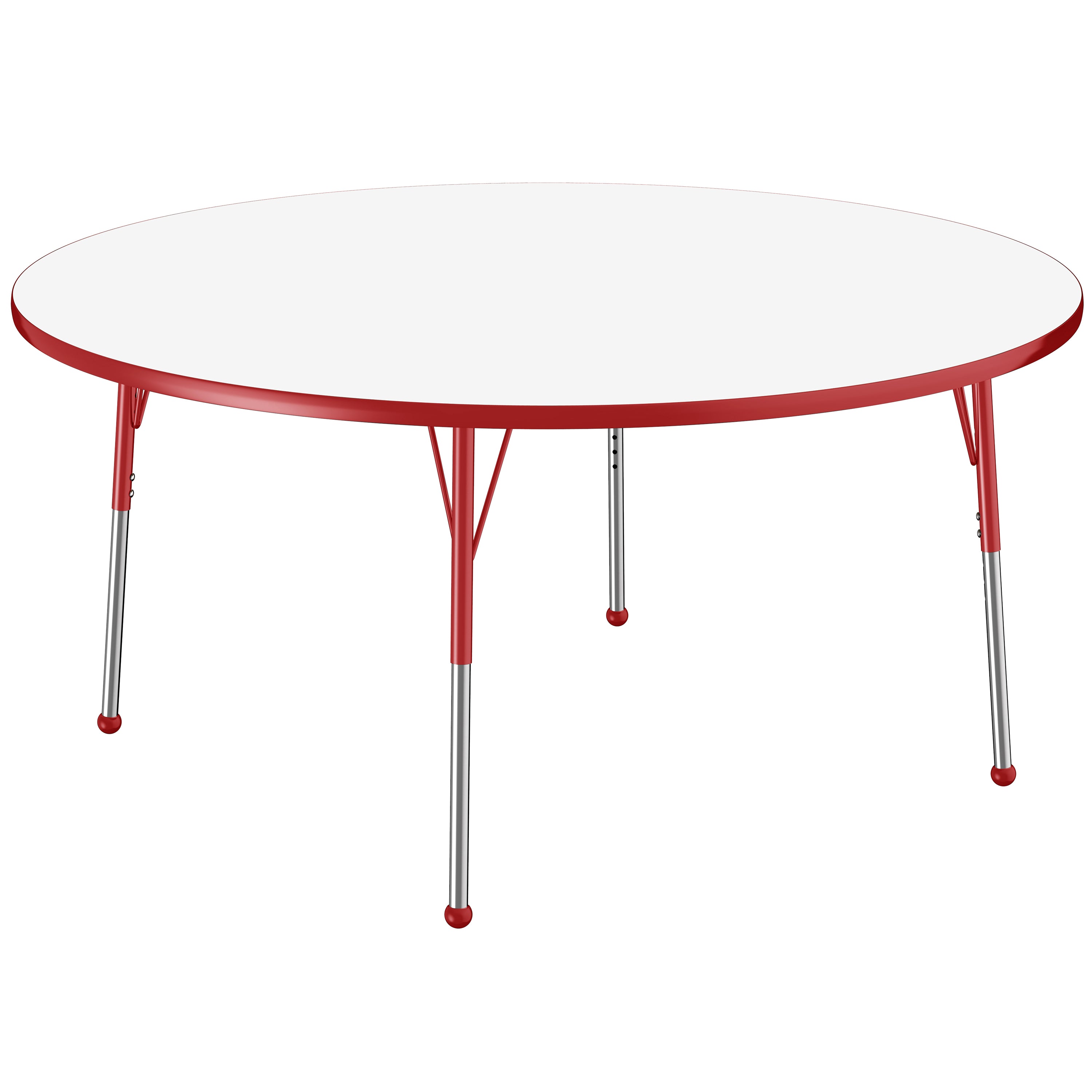 60" Round Dry-Erase Activity Table with Adjustable Standard Ball Glide Legs - Whiteboard/Red