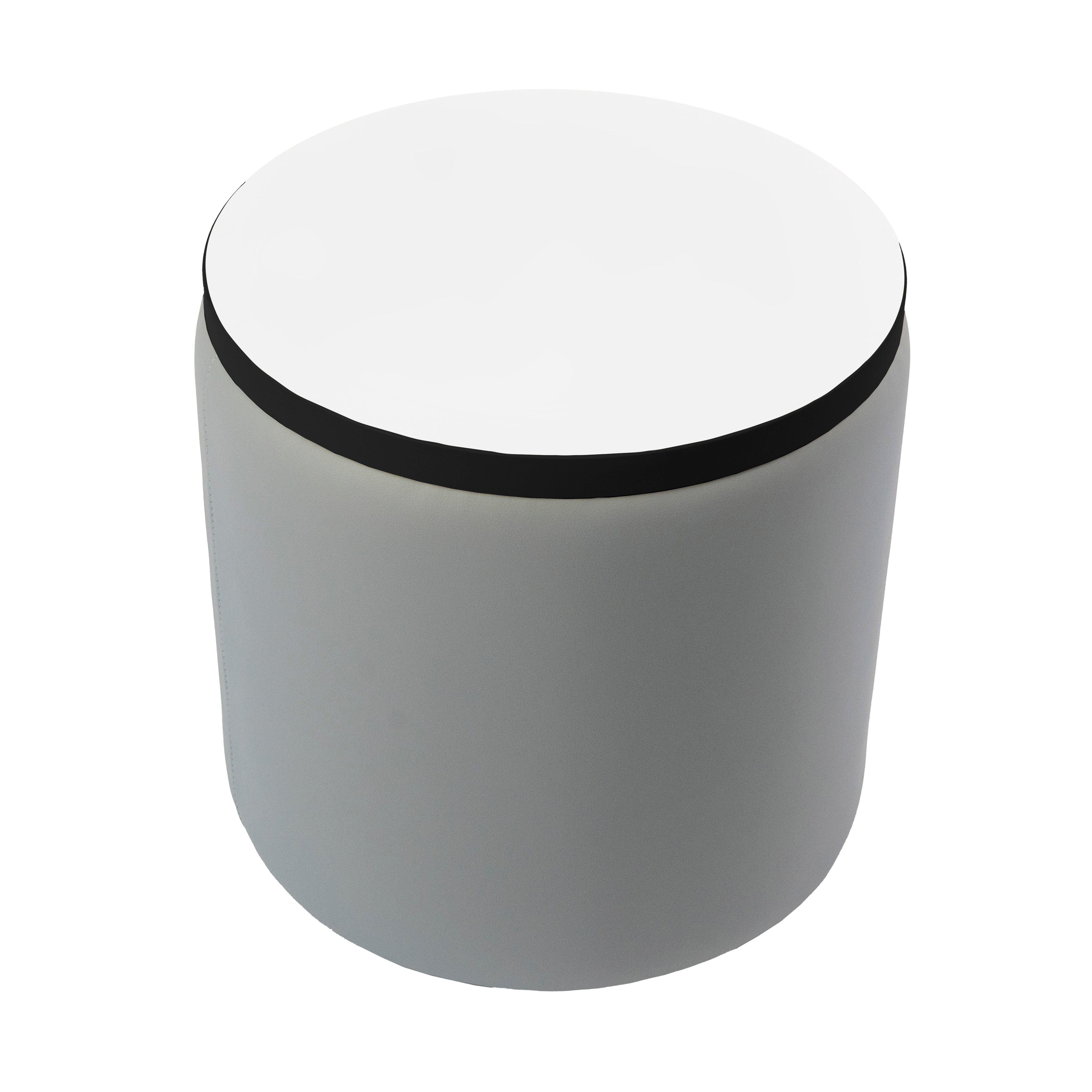Pro Series Upholstered 18" Round Dry-Erase Ottoman Table 18" Height - Gray/Whiteboard