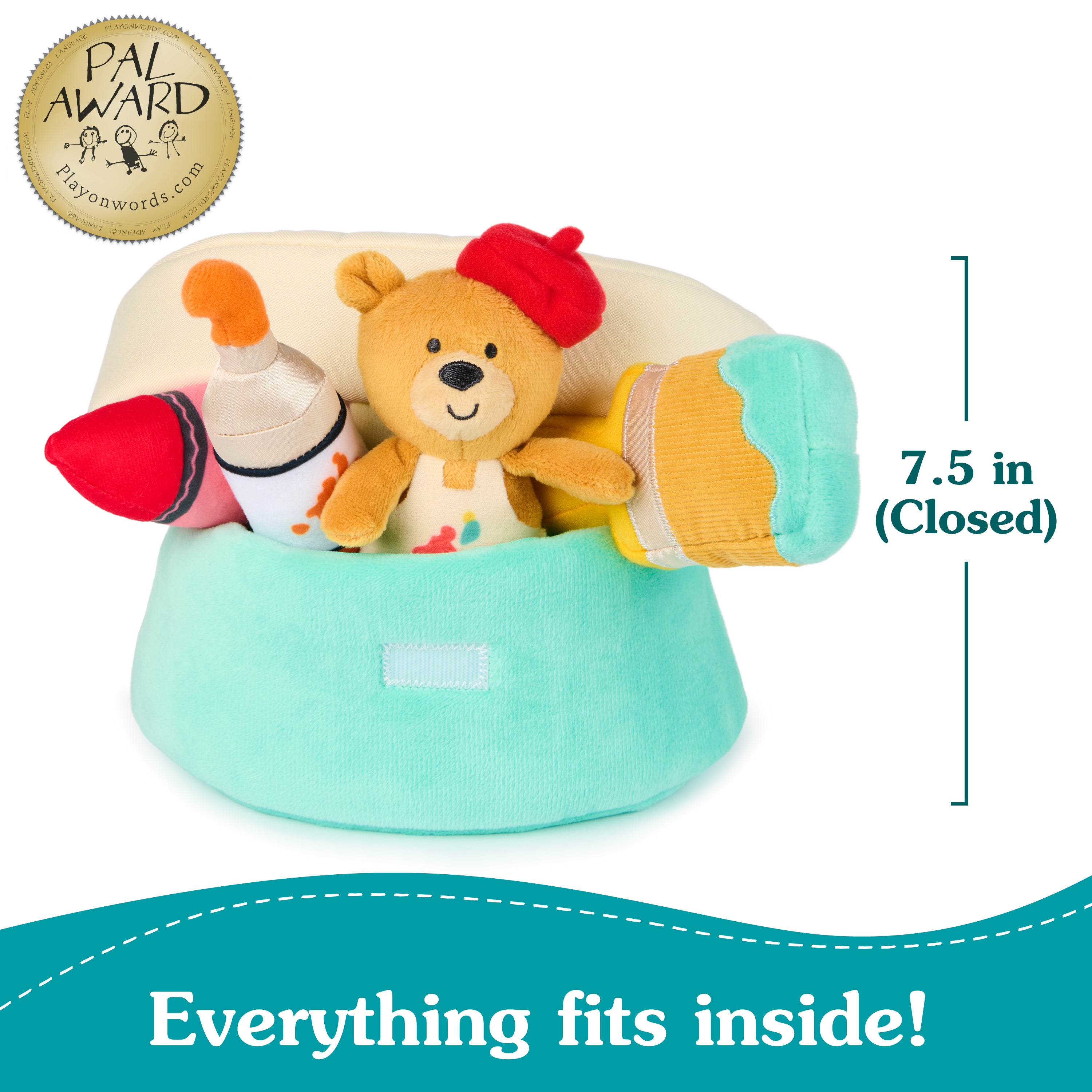 Baby GUND My Little Artist 5-Piece Plush Playset with Rattle, Squeaker and Crinkle Plush Toys, Sensory Toy for Babies and Newborns, 7.5”