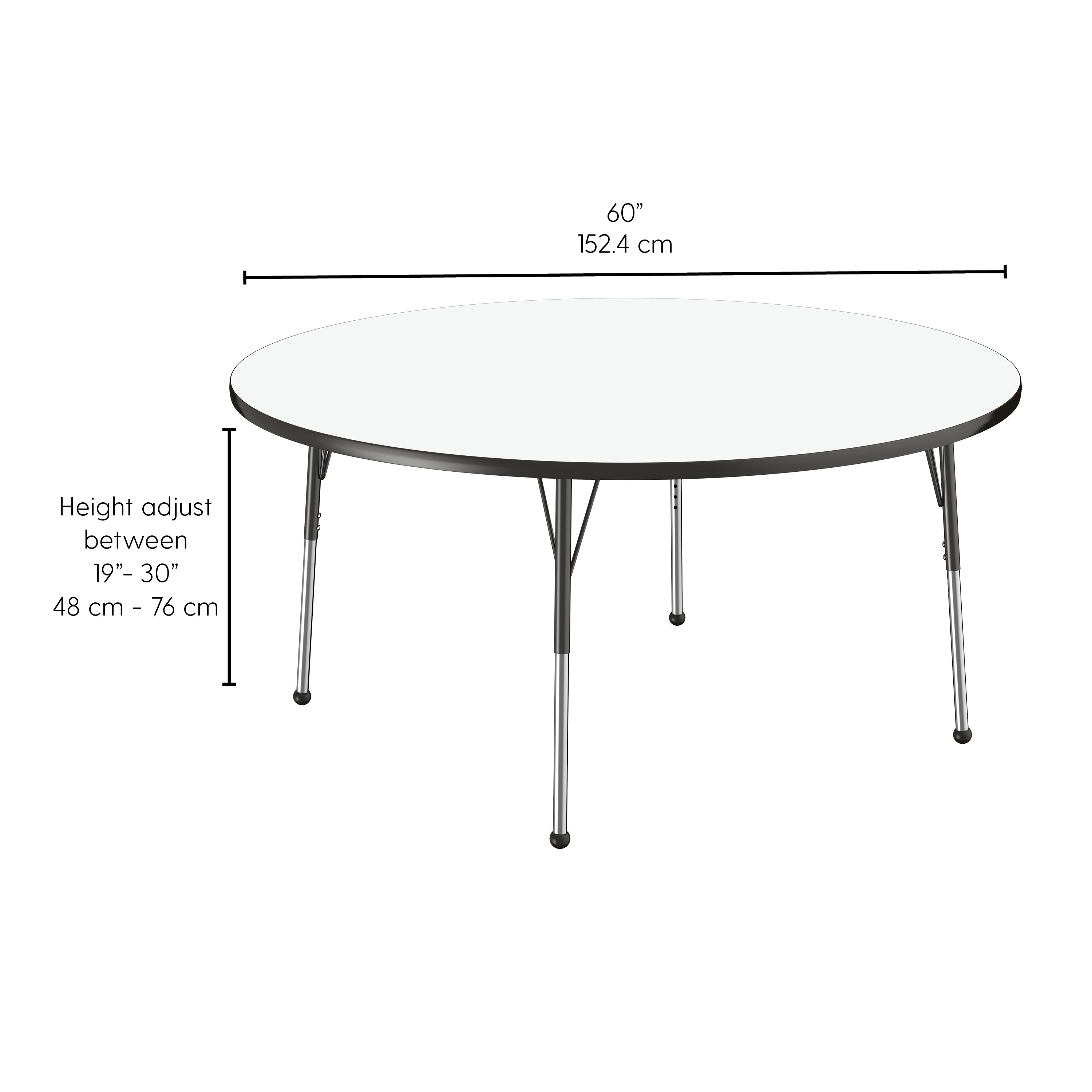 60" Round Dry-Erase Activity Table with Adjustable Standard Ball Glide Legs - Whiteboard/Black