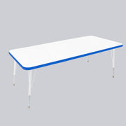 30" x 60" Rectangle Thermofused Activity Table with Adjustable Standard Swivel Glide Legs - White/Blue/White