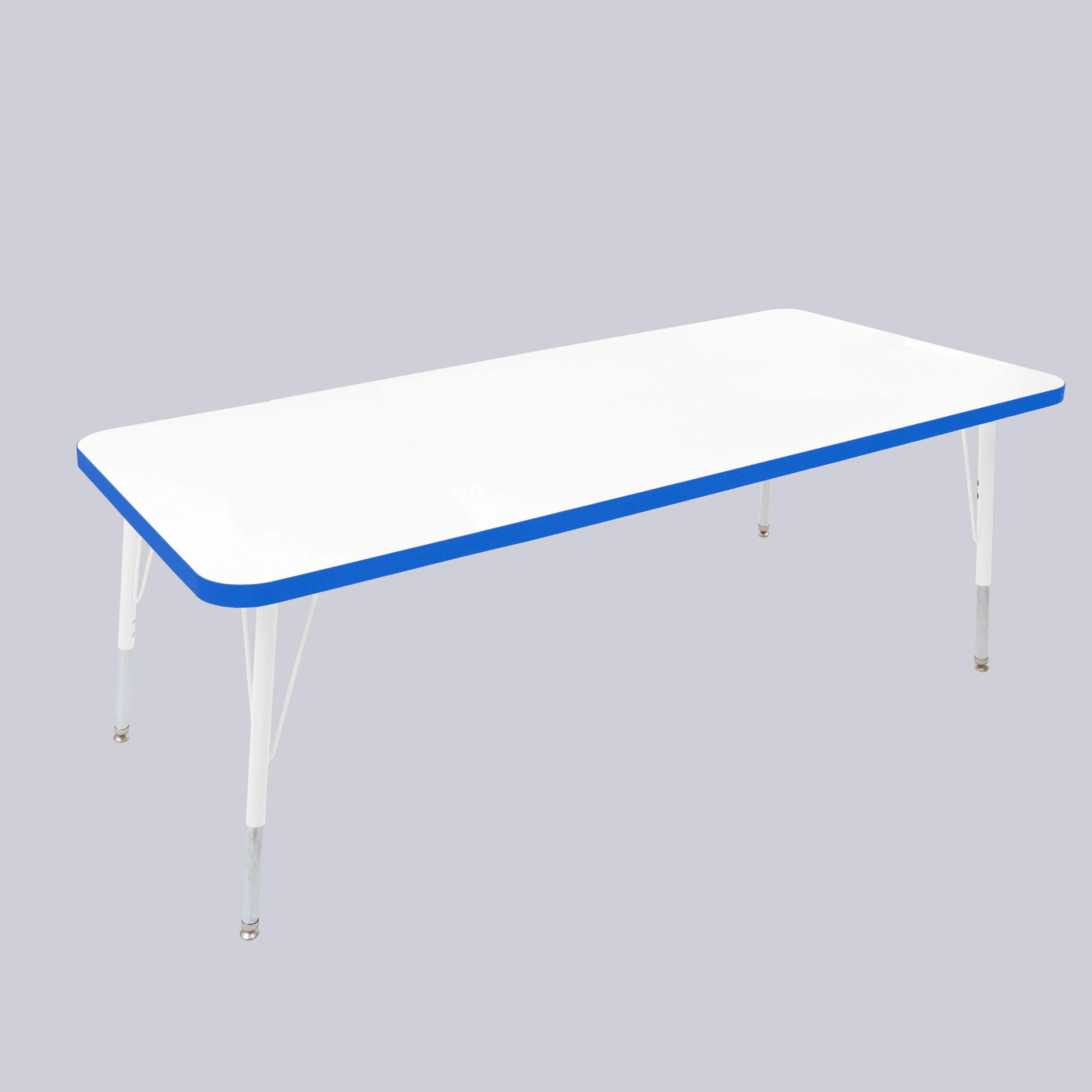30" x 60" Rectangle Thermofused Activity Table with Adjustable Standard Swivel Glide Legs - White/Blue/White