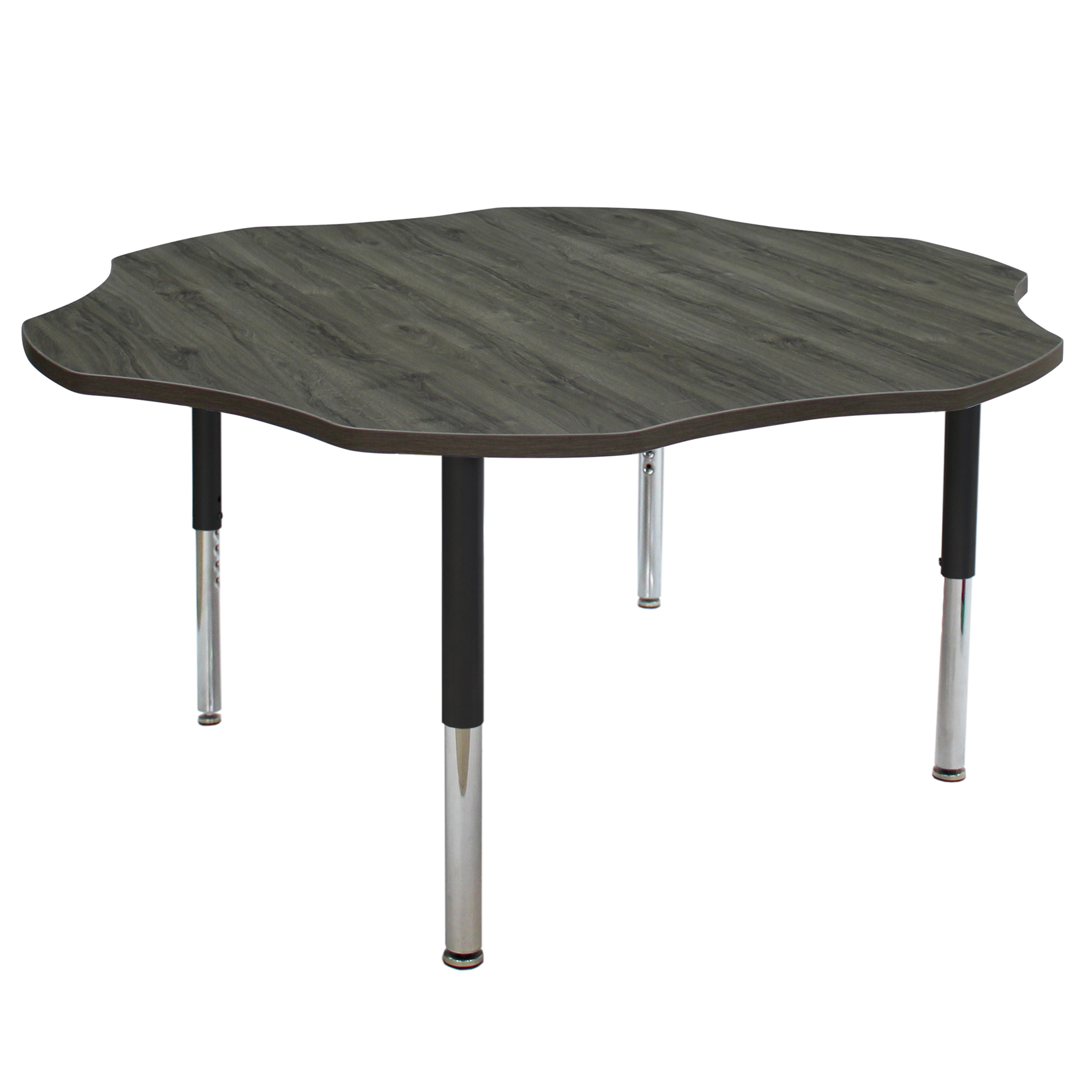 60" Flower La Madera Activity Table with Adjustable Super Legs - Gray Wood/Black