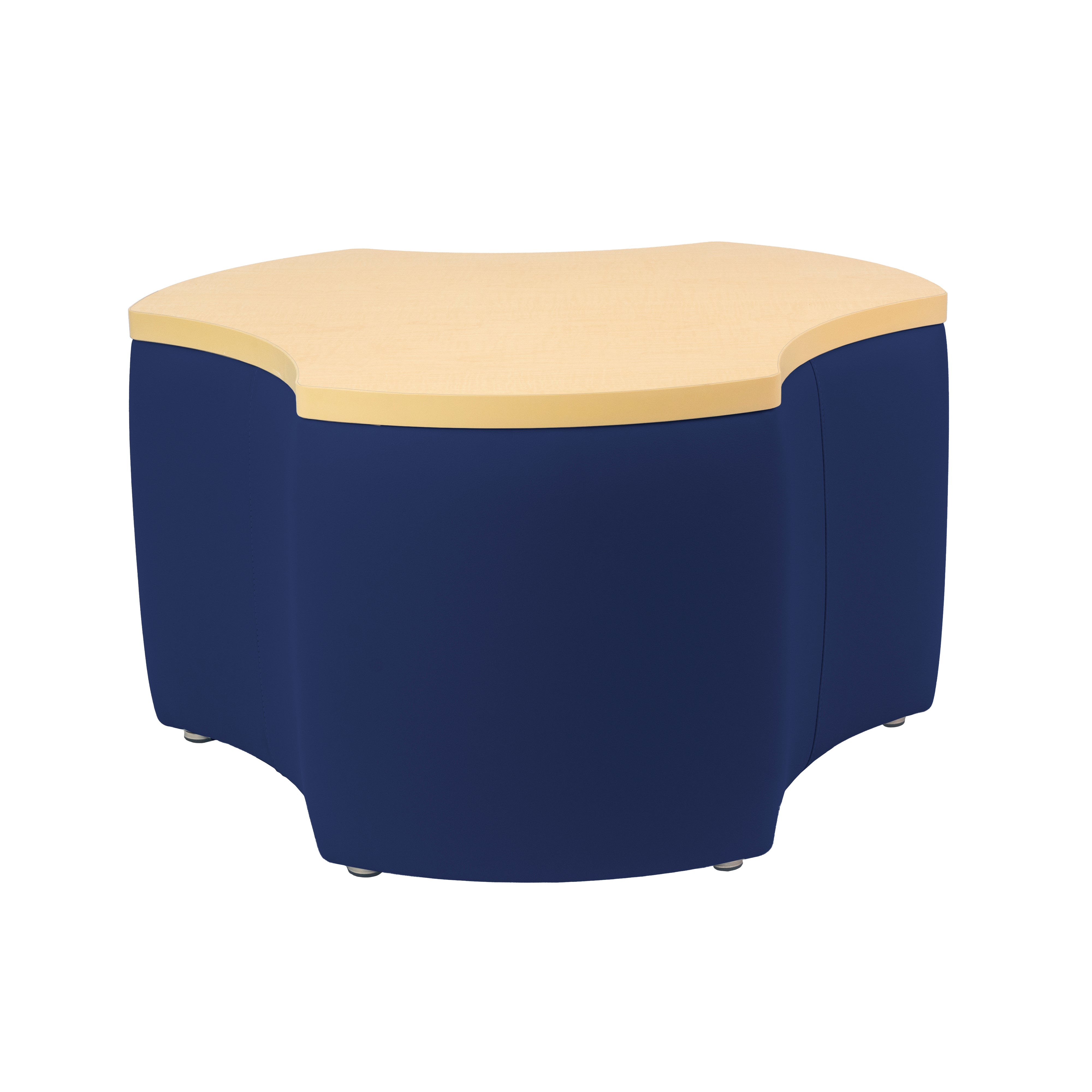 Pro Series Upholstered Cog Ottoman Table 18" Height - Navy/Maple