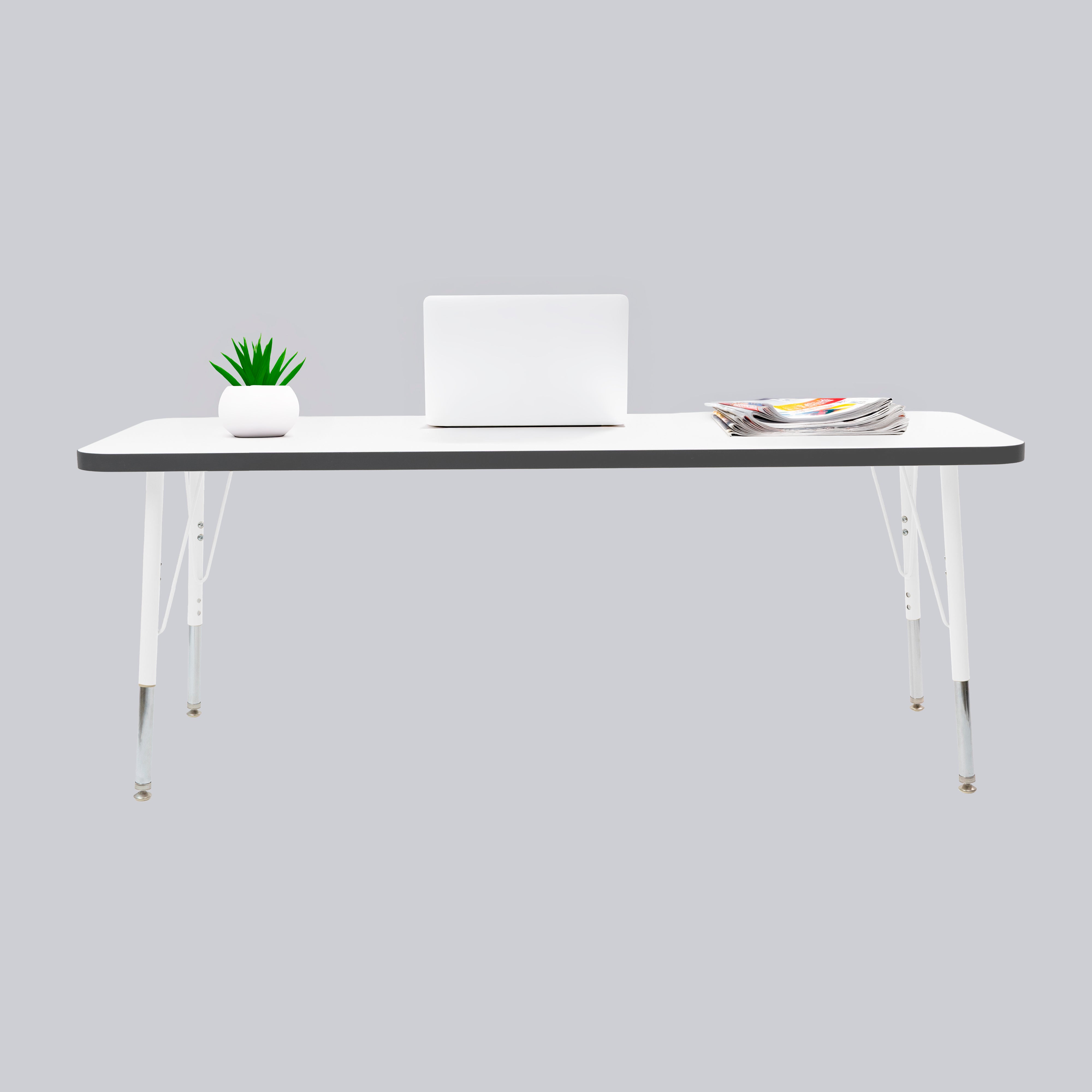 24" x 60" Rectangle Thermofused Activity Table with Adjustable Standard Swivel Glide Legs - White/Black/White