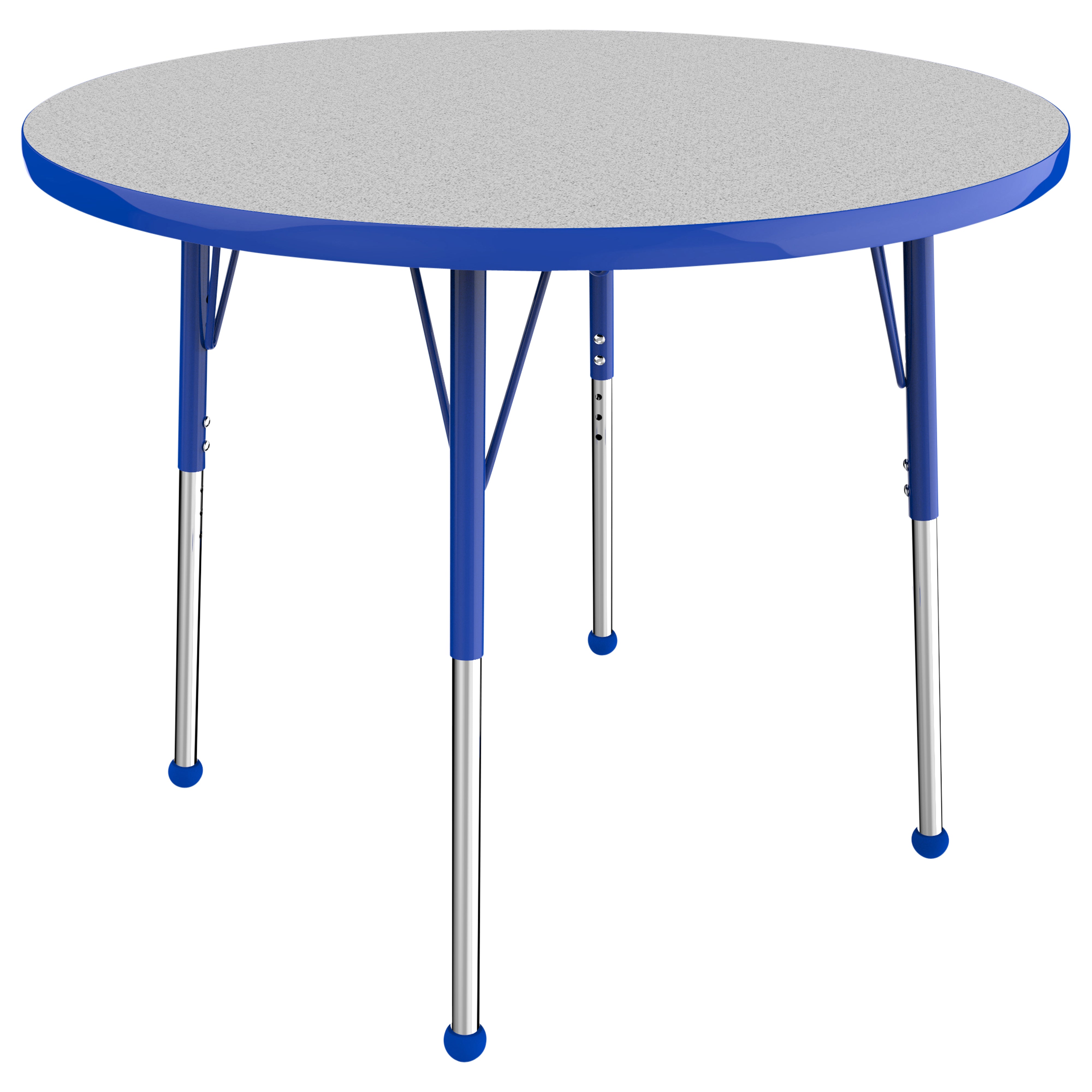 36" Round T-Molding Activity Table with Adjustable Standard Ball Glide Legs - Gray/Blue