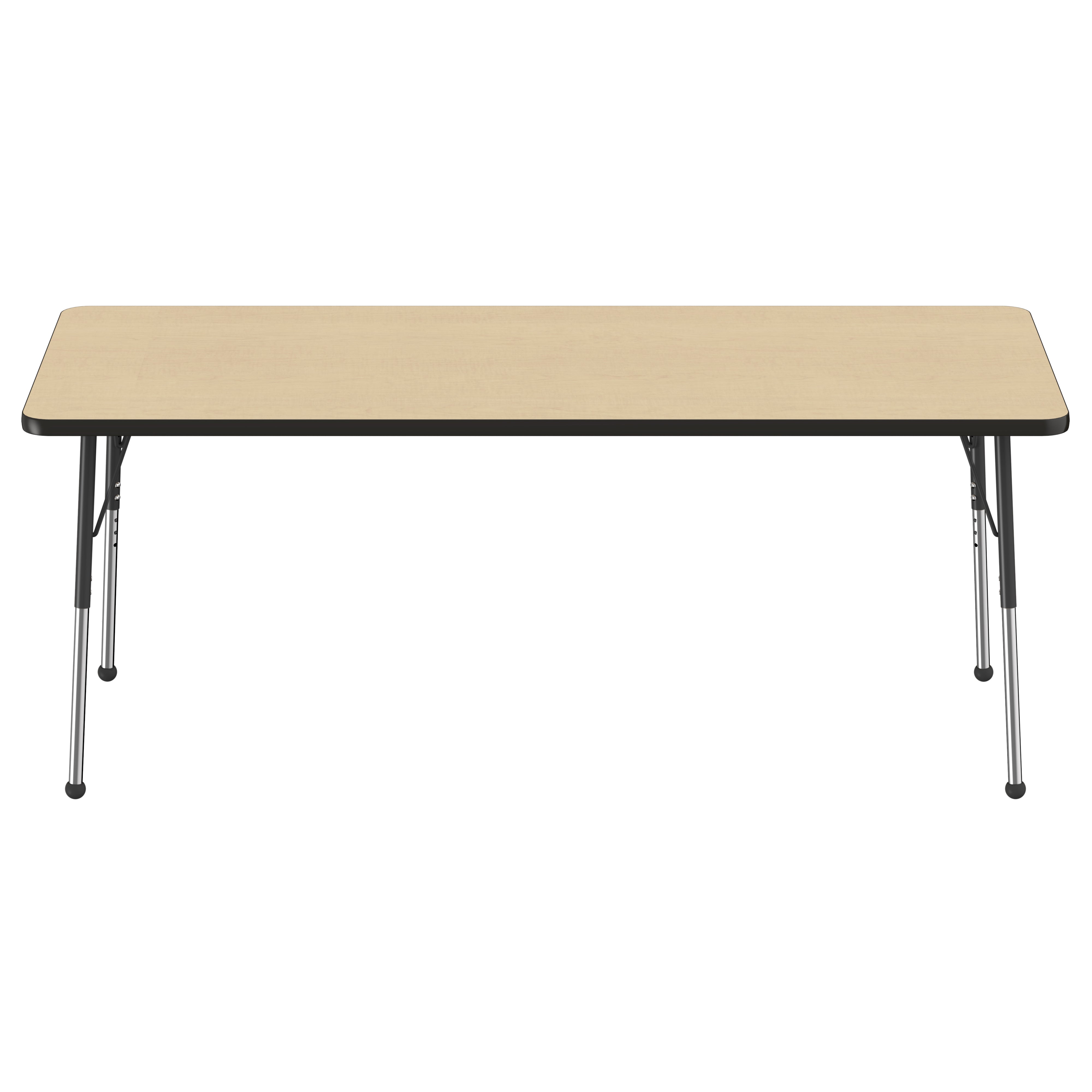 30" x 72" Rectangle Thermofused Activity Table with Adjustable Standard Ball Glide Legs - Maple/Black