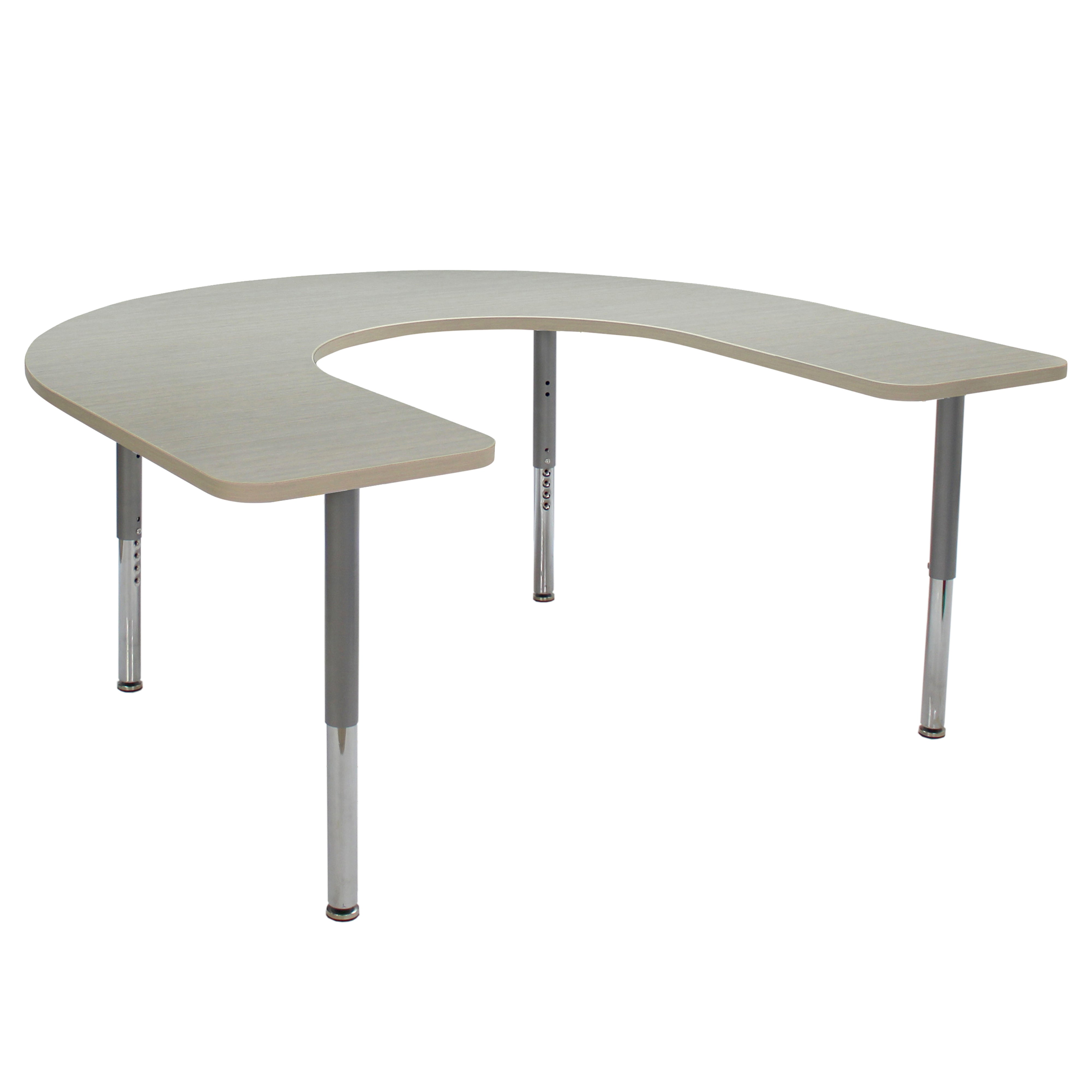 60" x 66" Horseshoe La Madera Activity Table with Adjustable Super Legs - Asian Sand/Silver