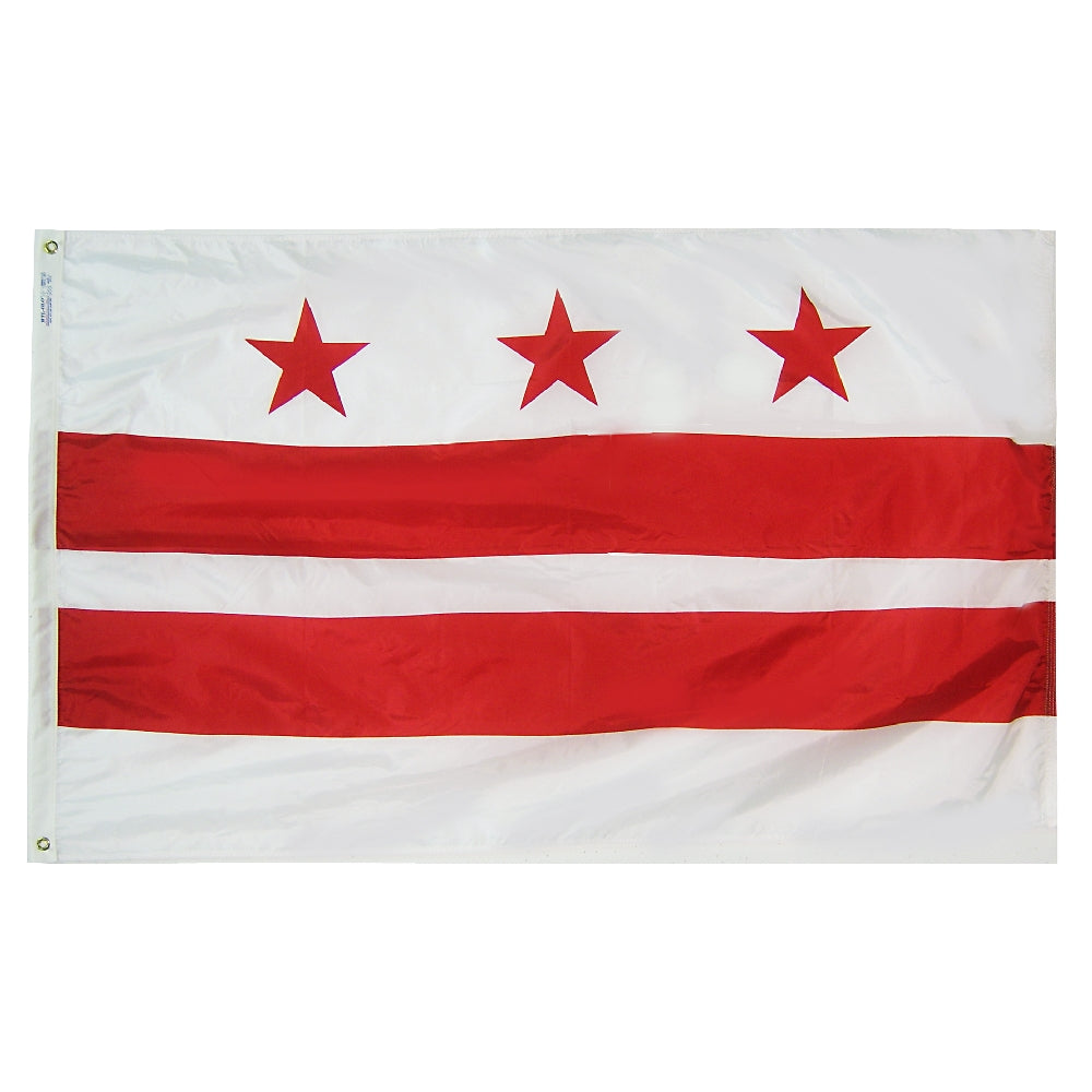 Territory: District of Columbia Flag 4x6 ft. Nylon SolarGuard Nyl-Glo 100% Made in USA to Official Design Specifications.