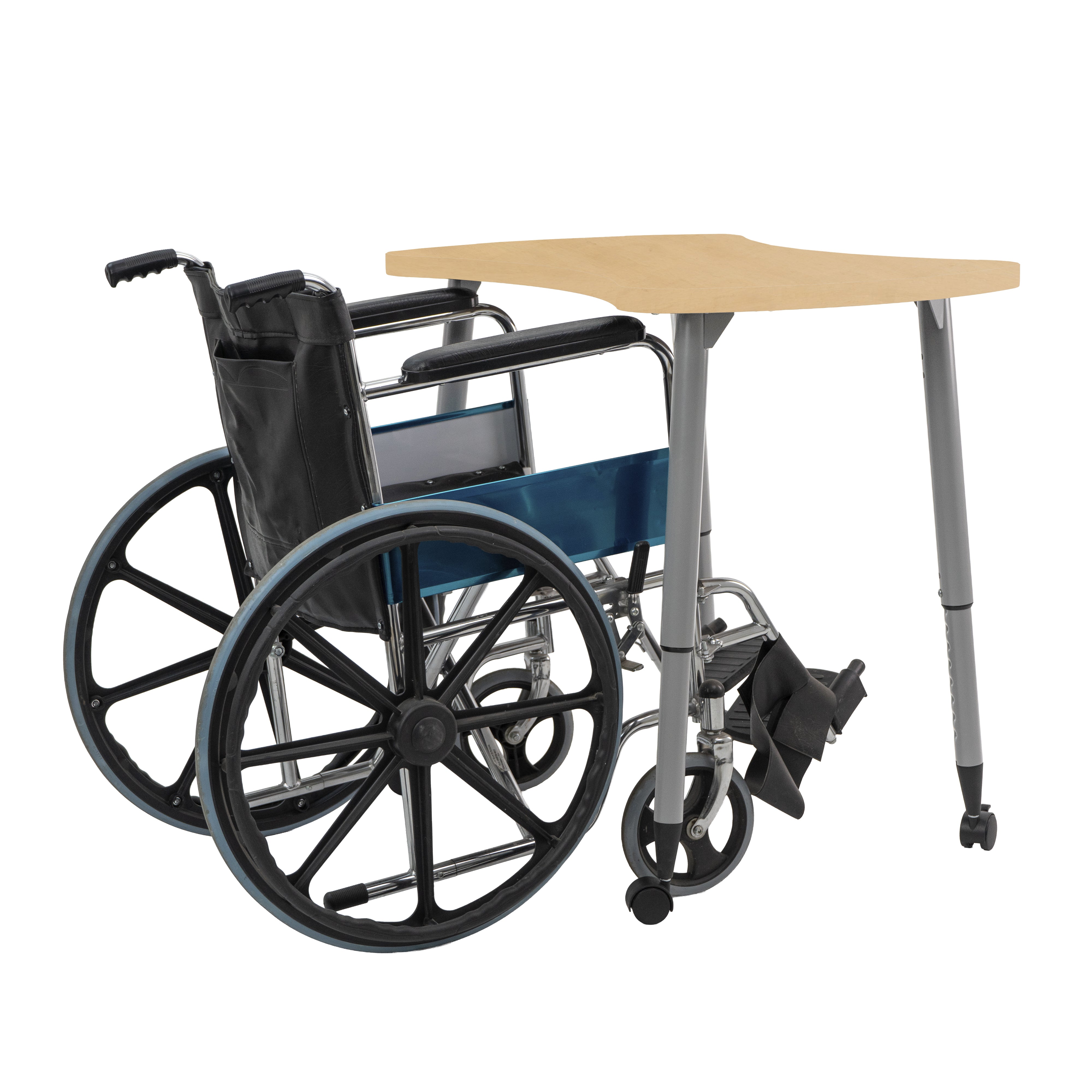 Adapte 25" x 37" Bowtie Woodgrain Activity Table with Adjustable Tapered Legs - Maple Grain/Silver