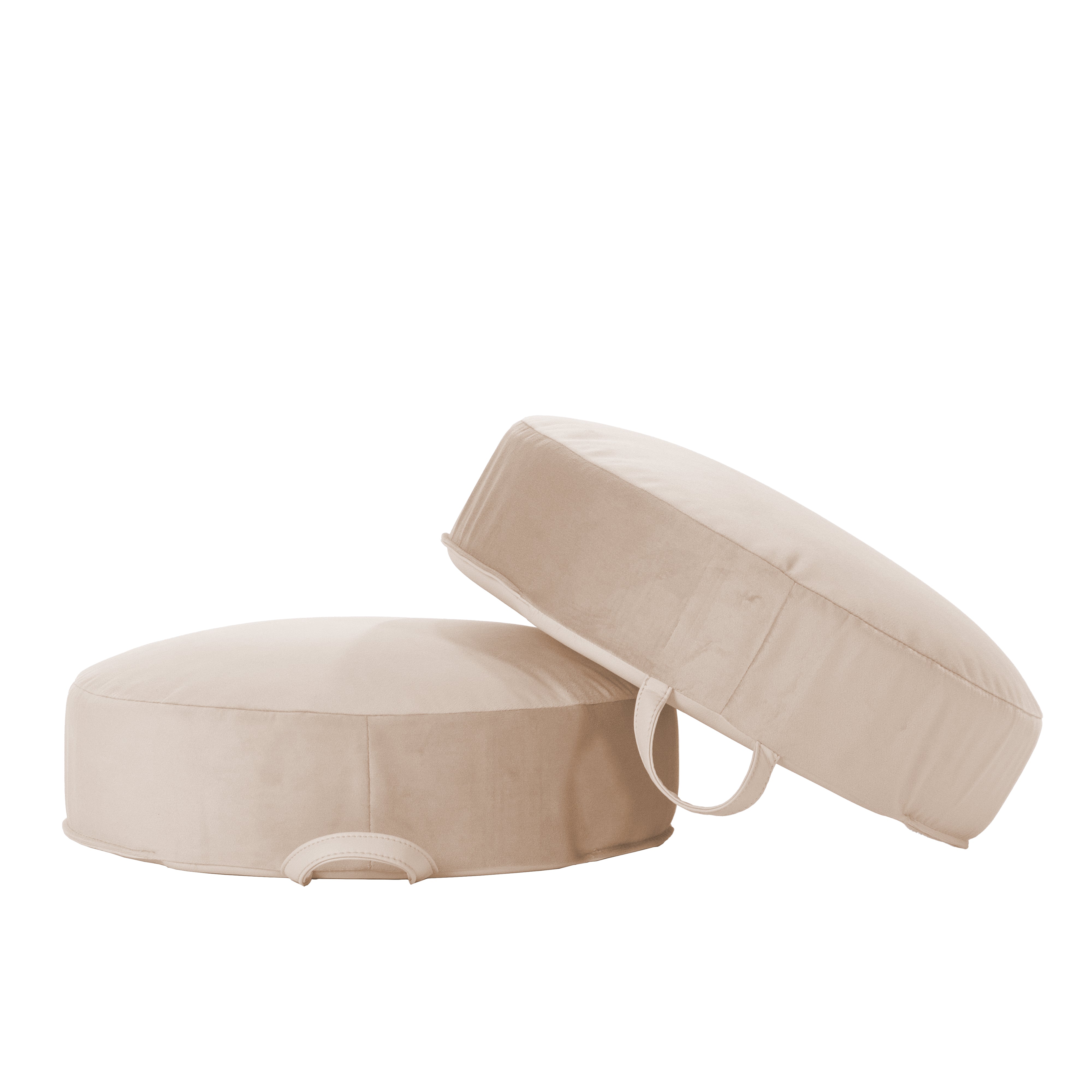 Overstuffed Microfiber Floor Cushions, 2-Piece - Beige