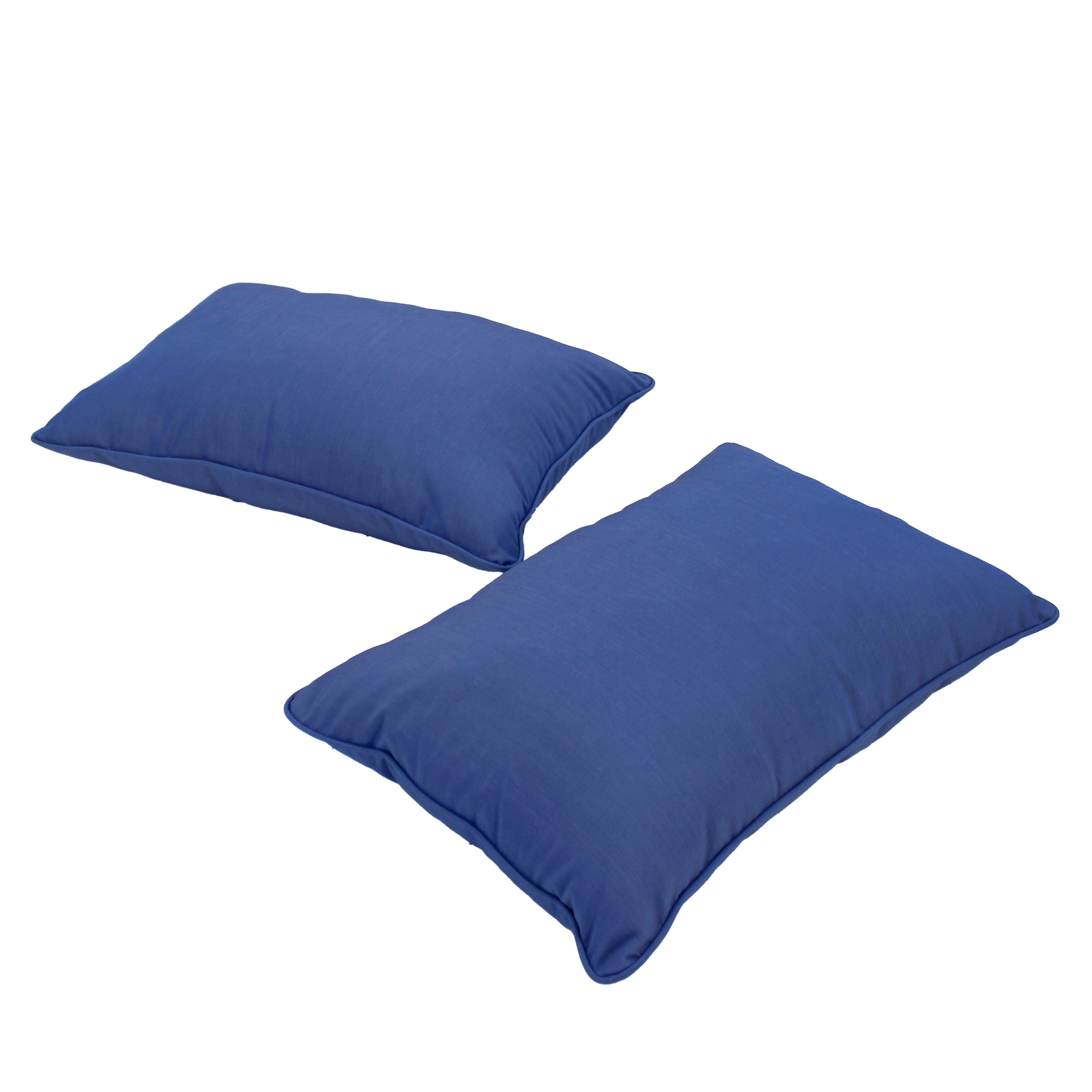 Presidio 12" x 20" Lumbar Indoor/Outdoor Pillow with Piping, 2-Piece - Denim Blue