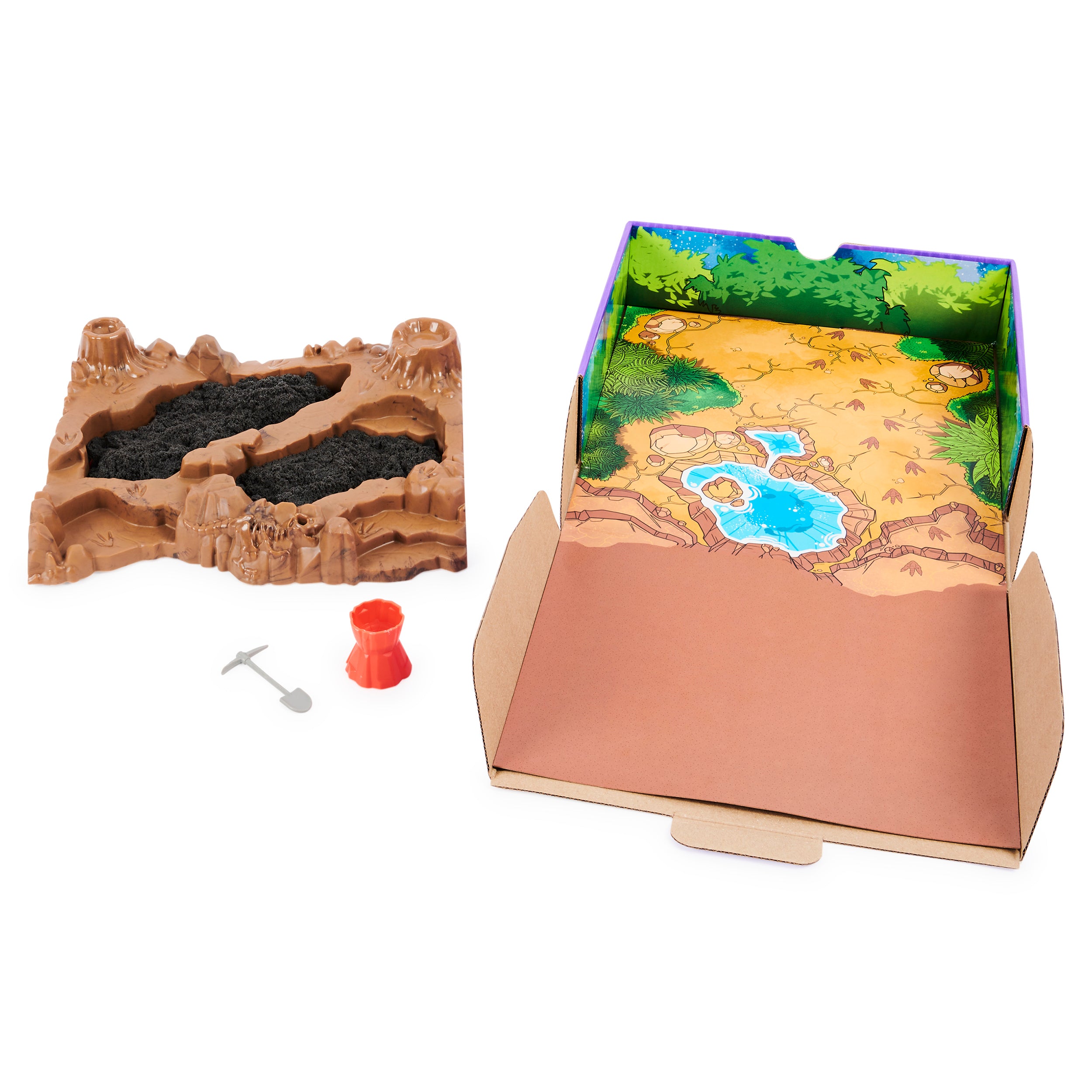 Kinetic Sand, Dino Dig Playset with 10 Hidden Dinosaur Bones, Play Sand Sensory Toys for Kids Aged 6 and up