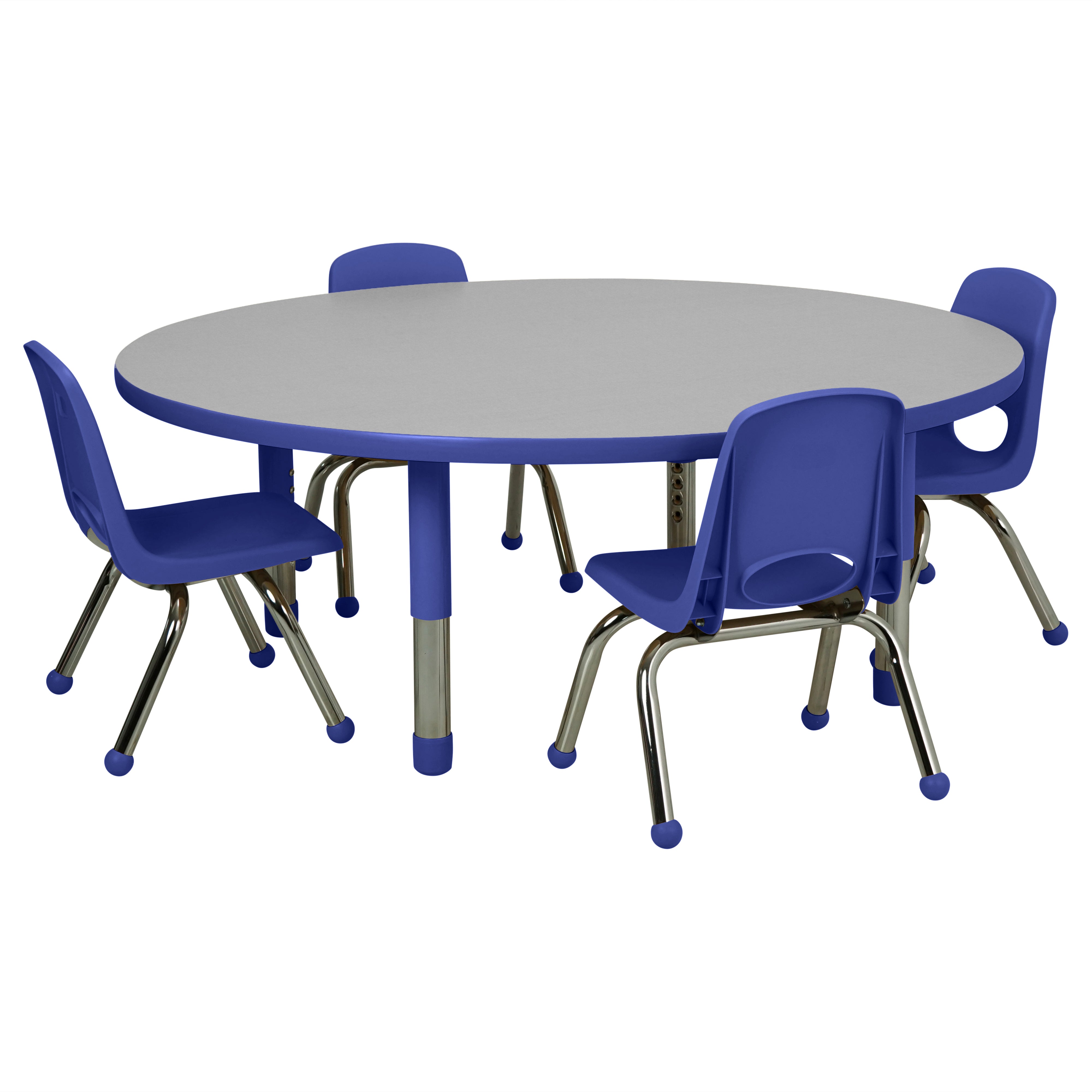 48" Round T-Molding Activity Table with Adjustable Tiny Tot Legs - Gray/Blue