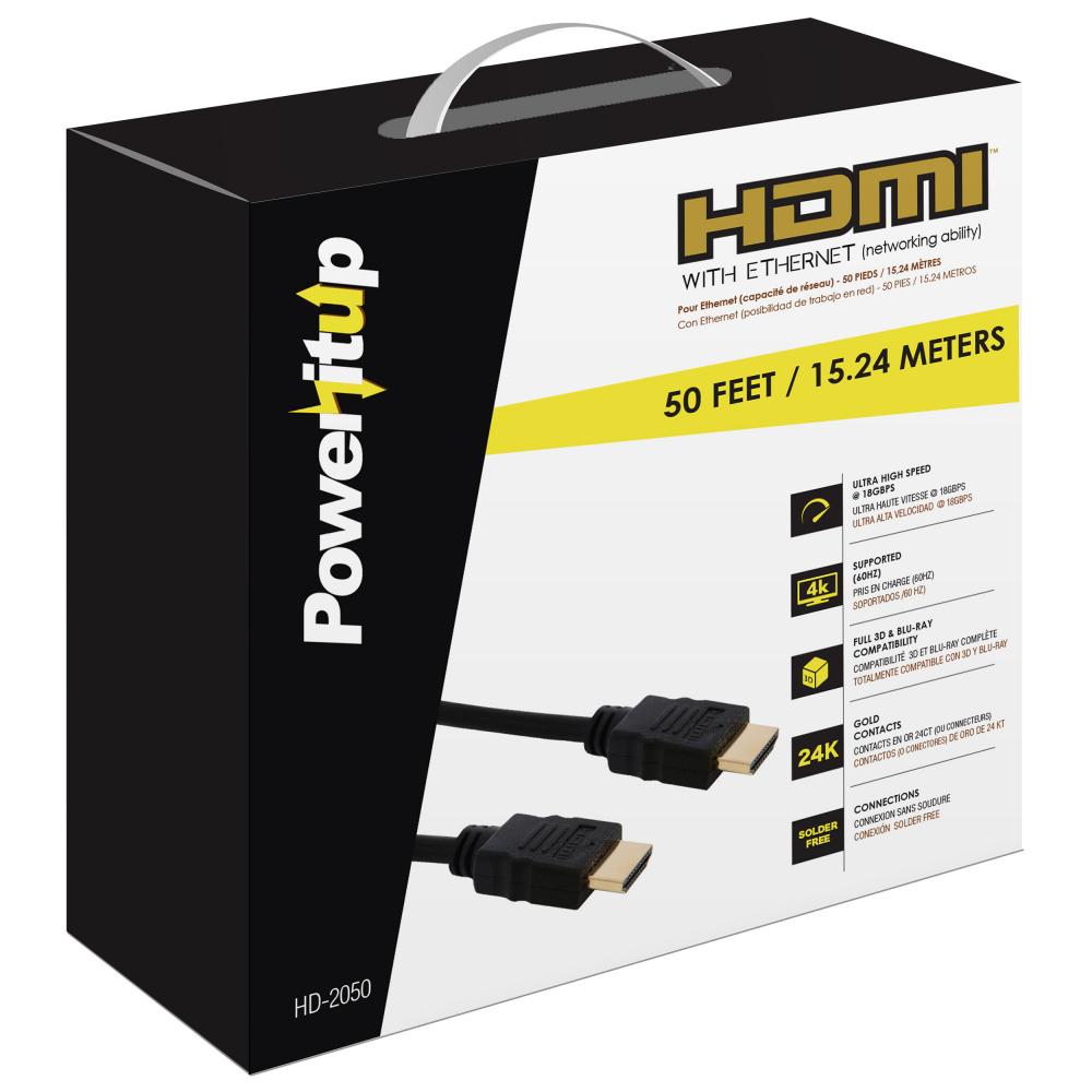 PowerItUp HD-2050 50ft. HDMI v2.0 Cable with Ethernet