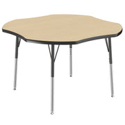 48" x 48" Clover Thermofused Activity Table with Adjustable Standard Swivel Glide Legs - Maple/Black