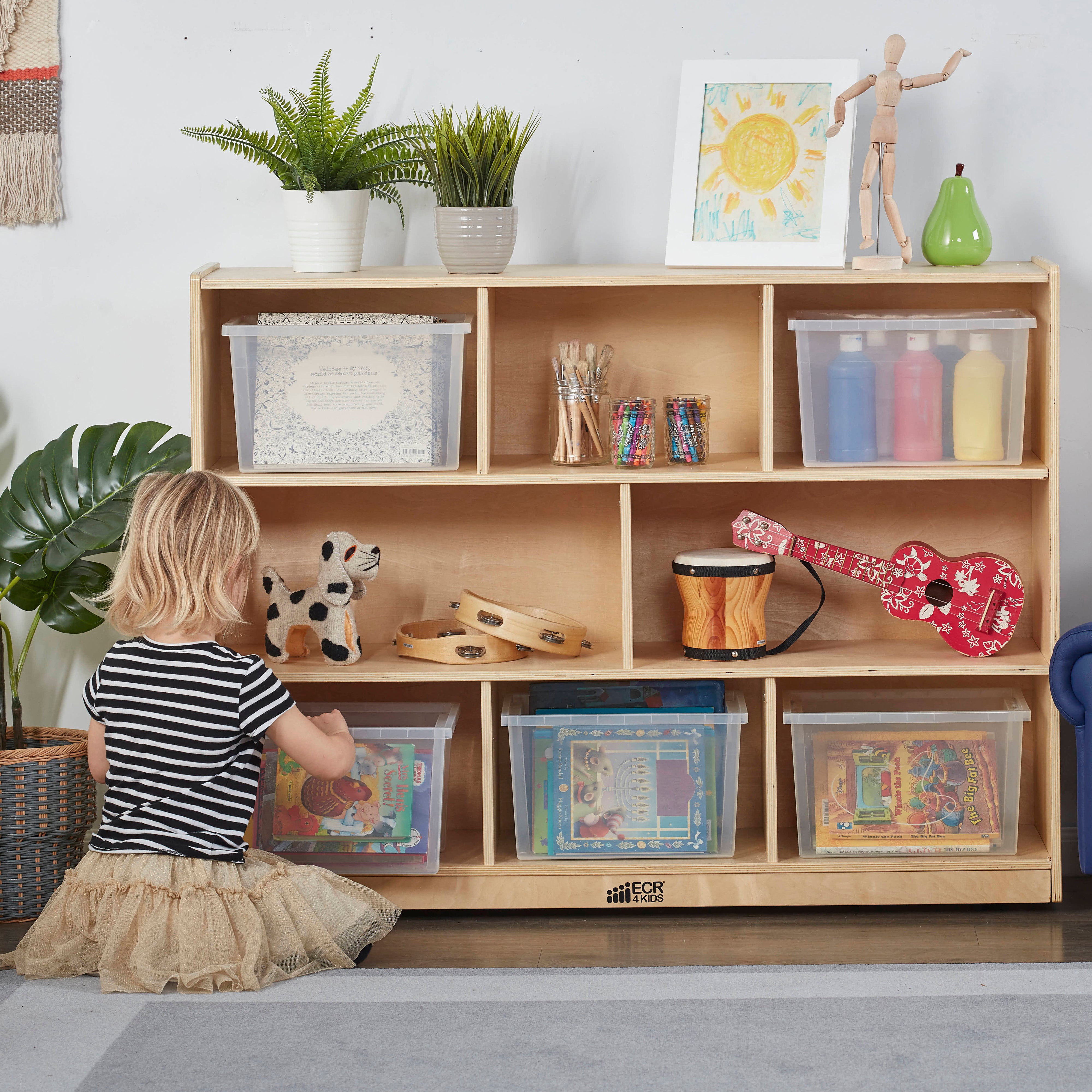 8-Compartment Storage Cabinet 36in H - Natural