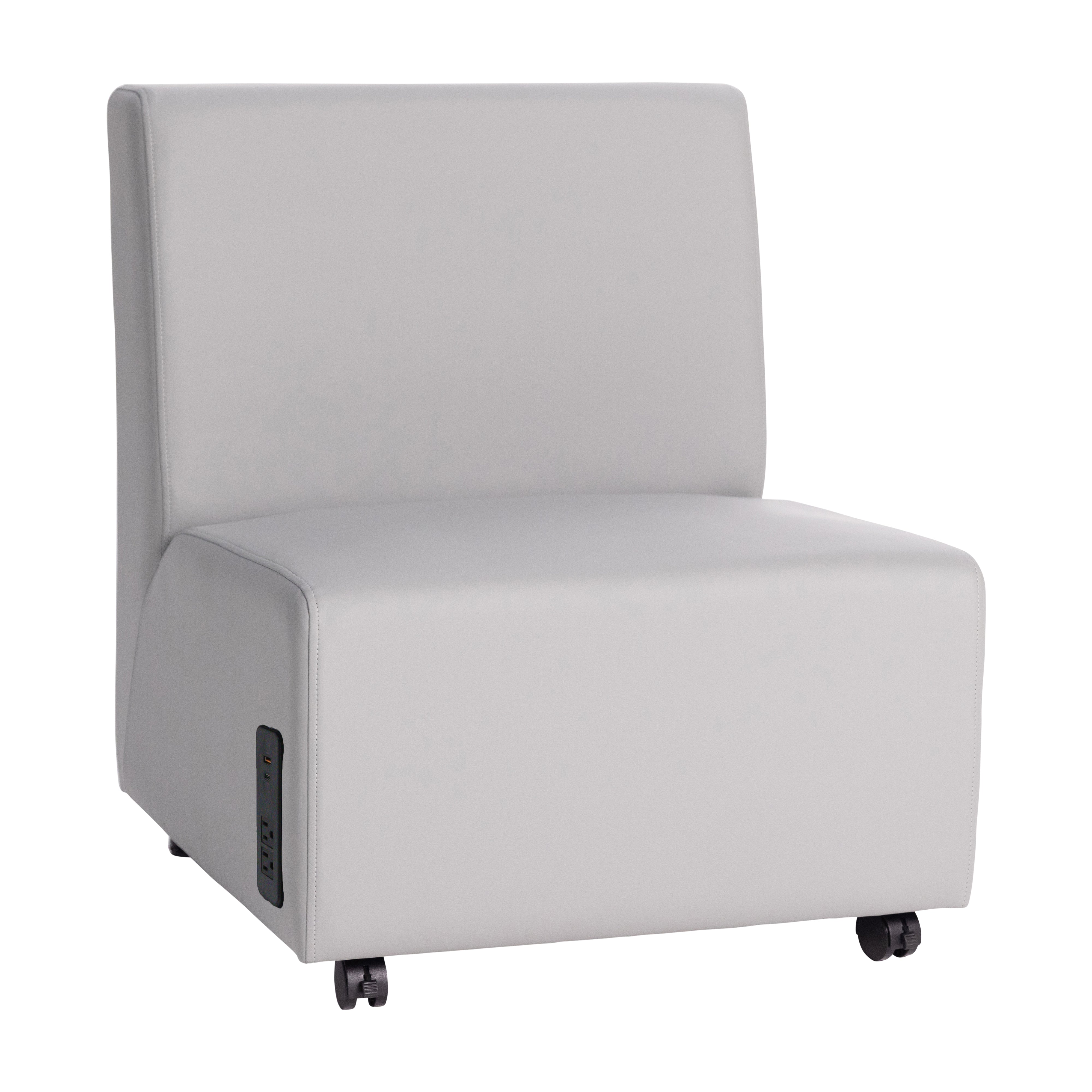 Pro Series Upholstered Armless Mobile Chair with Tech Panel - Gray