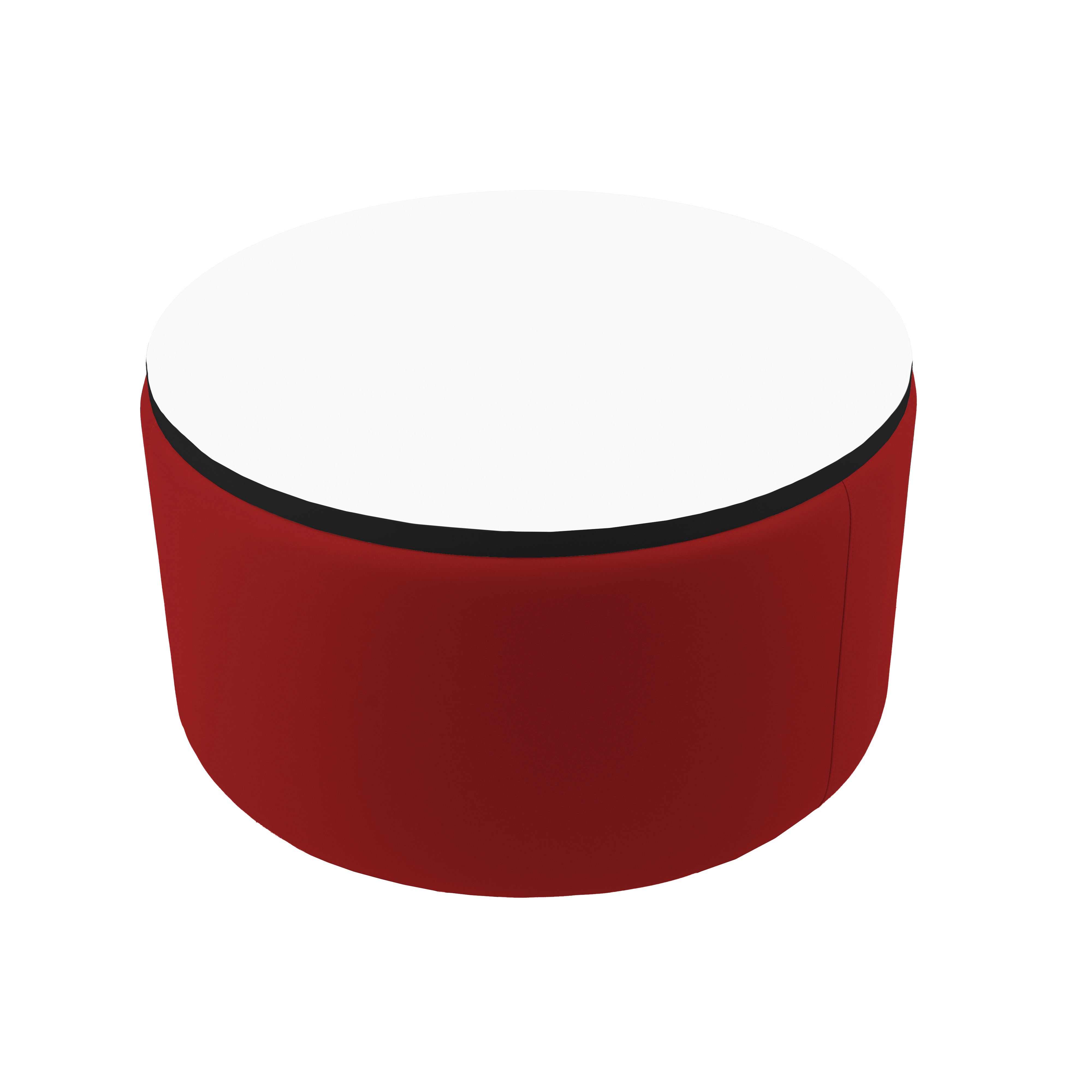 Pro Series Upholstered 30" Round Dry-Erase Ottoman Table 18" Height - Crimson/Whiteboard