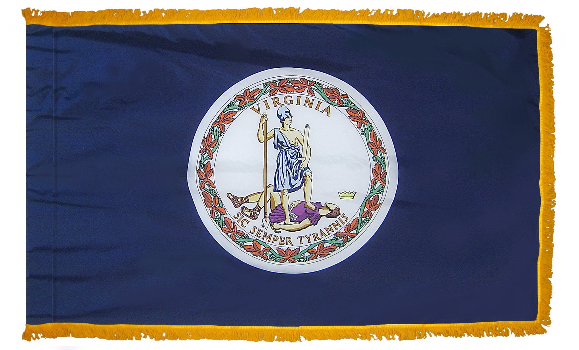 Virginia State Flag 4x6 ft. Nylon with Pole Sleeve and Gold Fringe for Parades, and Indoor Display
