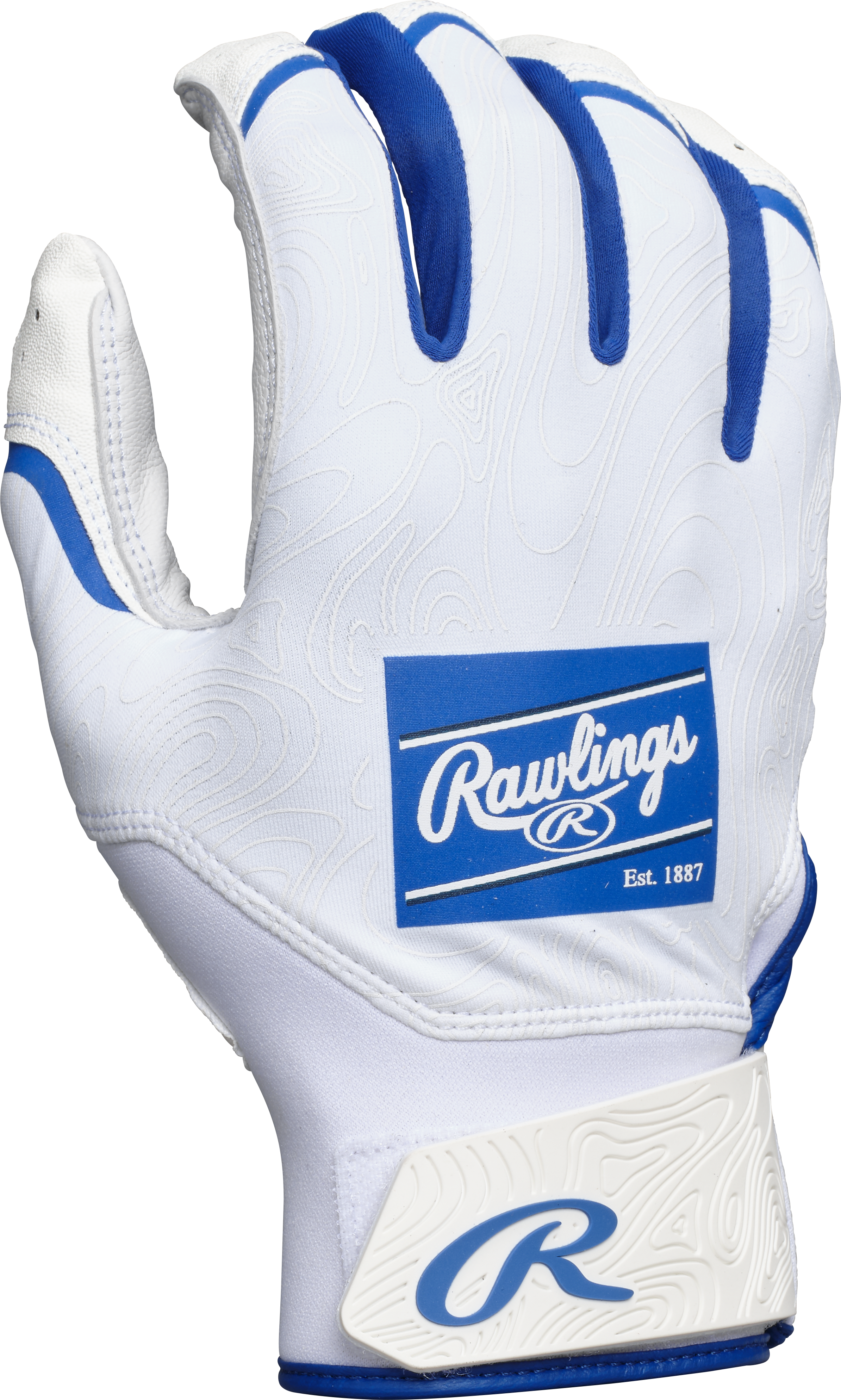 Rawlings Adult Clout  Batting Gloves - Small - White/Royal