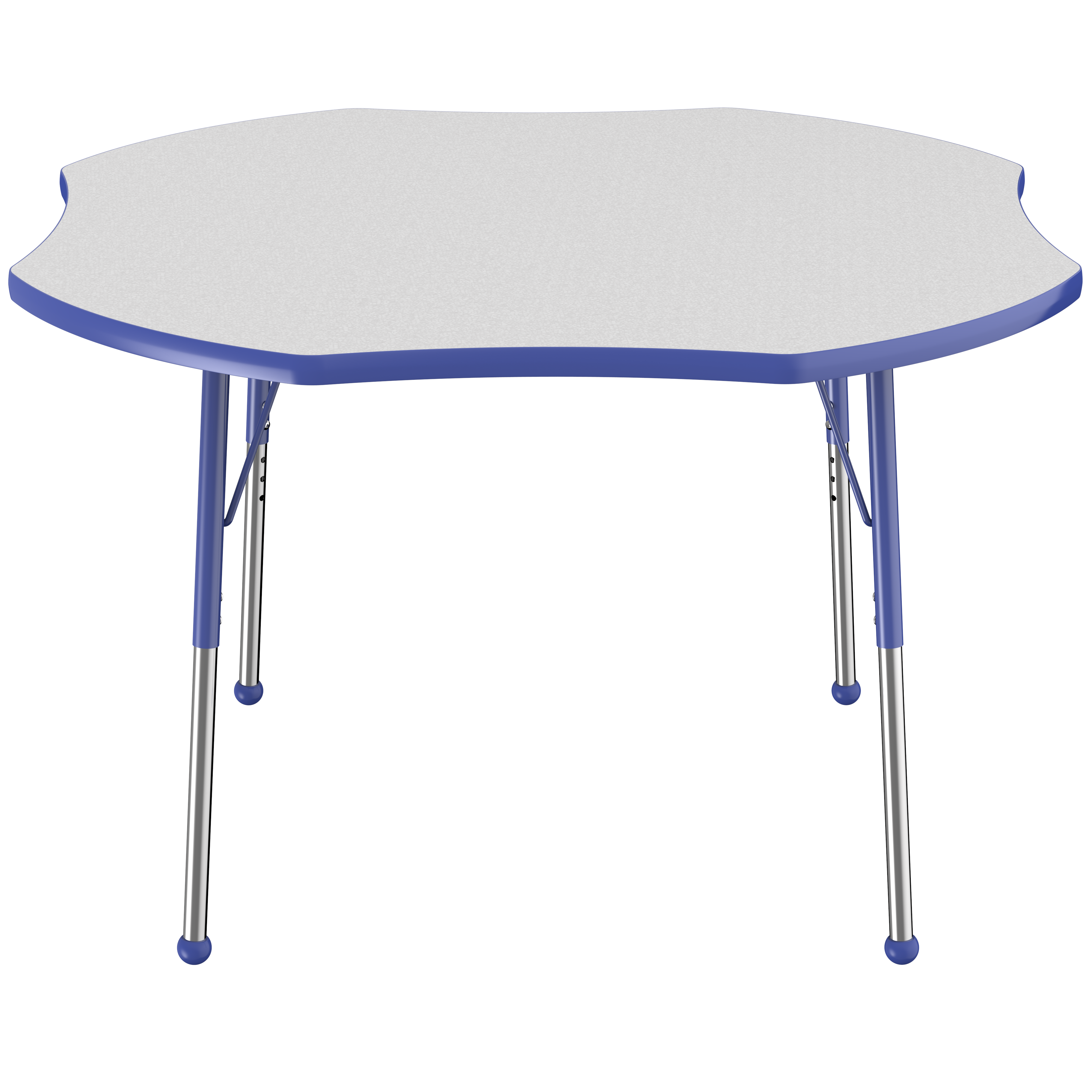 48" x 48" Clover T-Molding Activity Table with Adjustable Standard Ball Glide Legs - Gray/Blue
