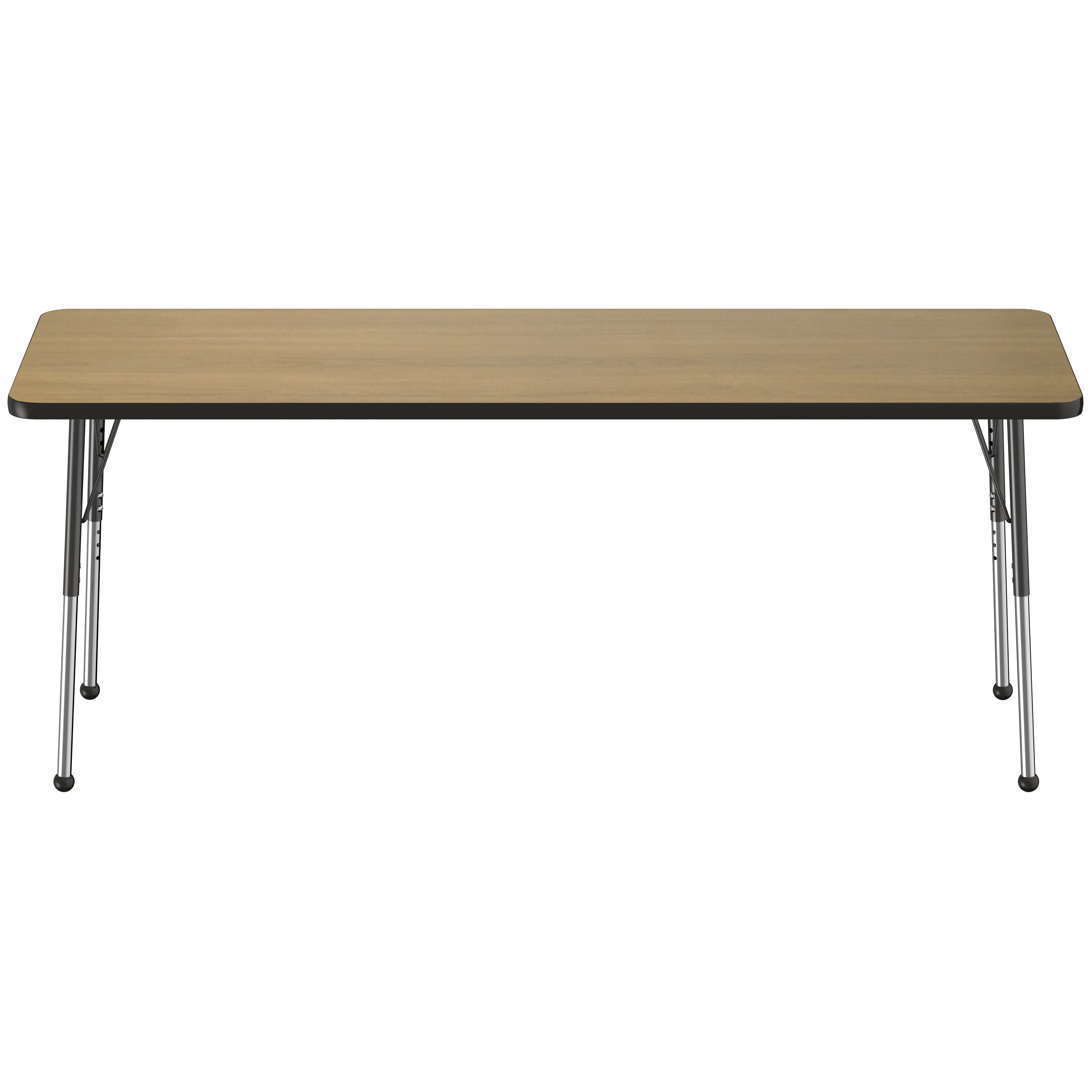 24" x 72" Rectangle T-Molding Activity Table with Adjustable Standard Ball Glide Legs - Pasadena Oak/Black