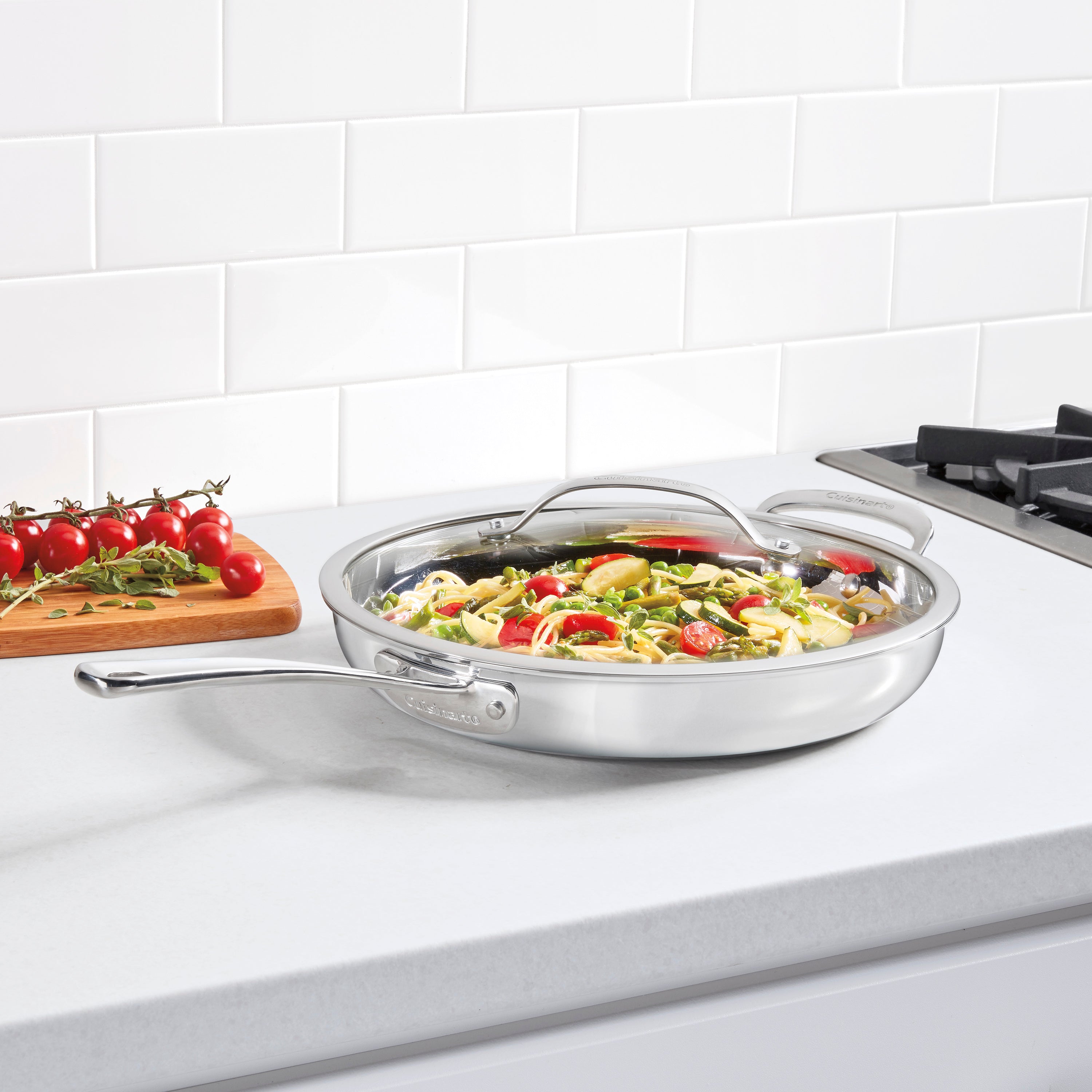PureClad™ Triple-Ply 12" Stainless Steel Skillet with Helper Handle and Cover