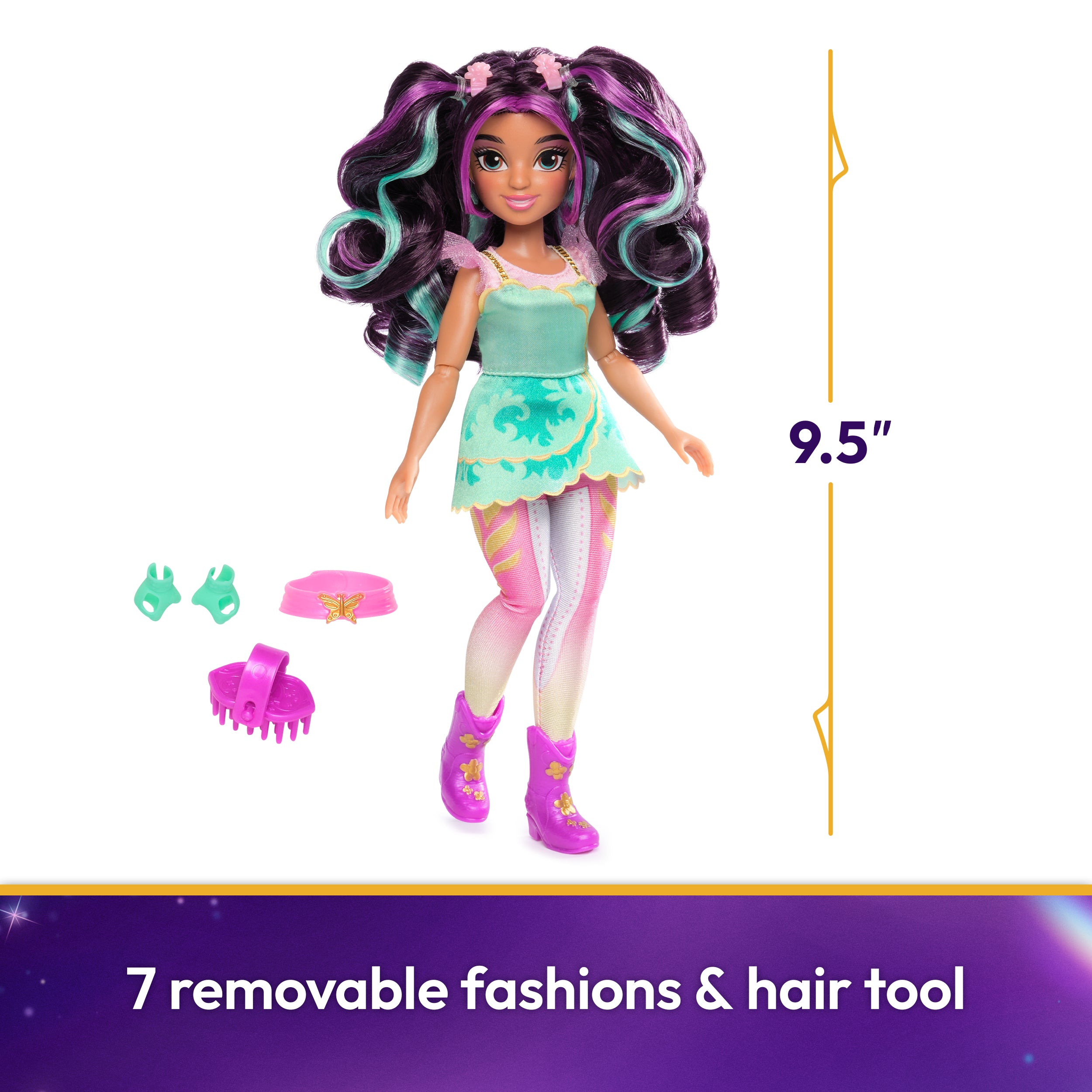 Unicorn Academy, Ava Doll with 7 Accessories, 9.5”, Dolls & Unicorn Toys for Girls Ages 4 and up