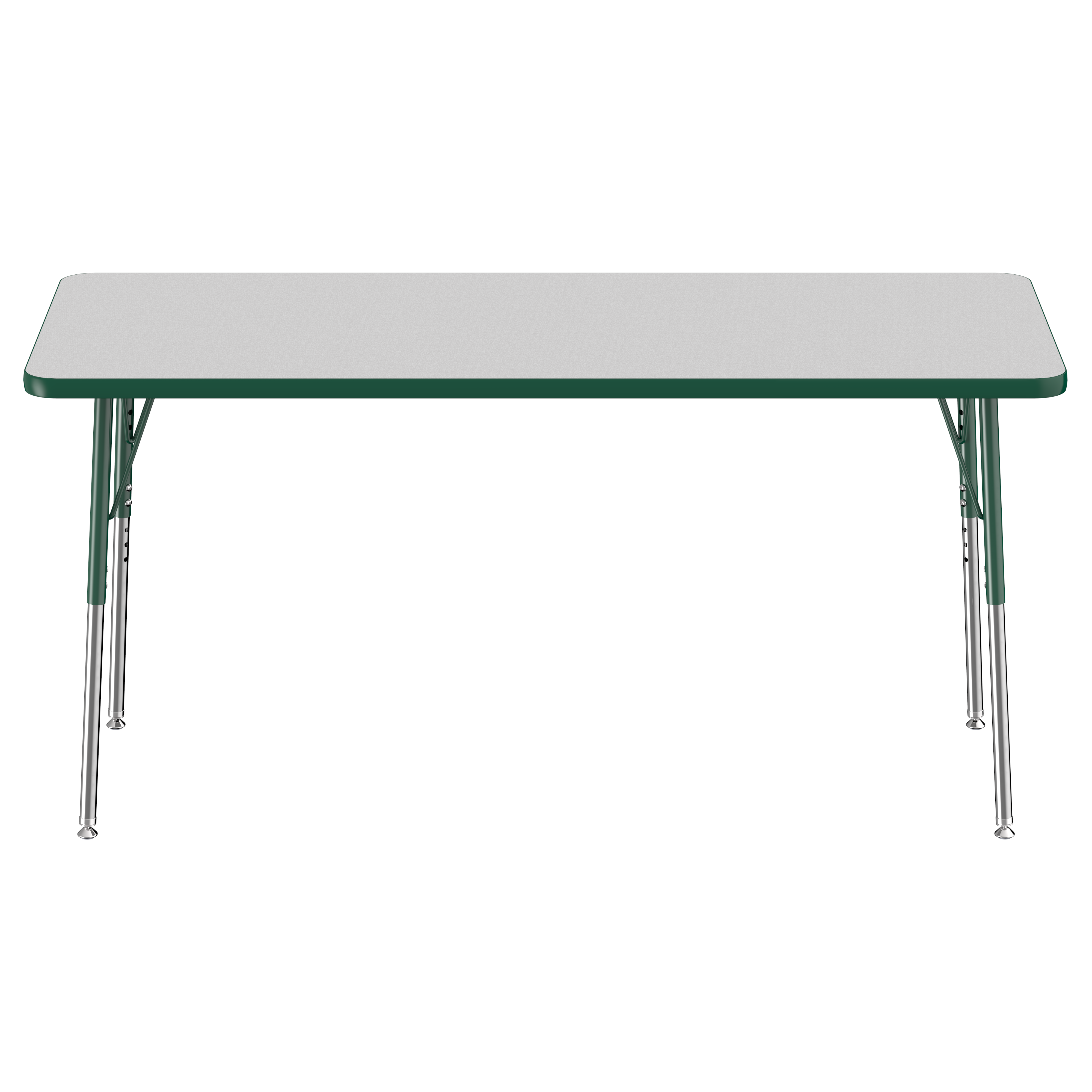 24" x 60" Rectangle T-Molding Activity Table with Adjustable Standard Swivel Glide Legs - Gray/Green