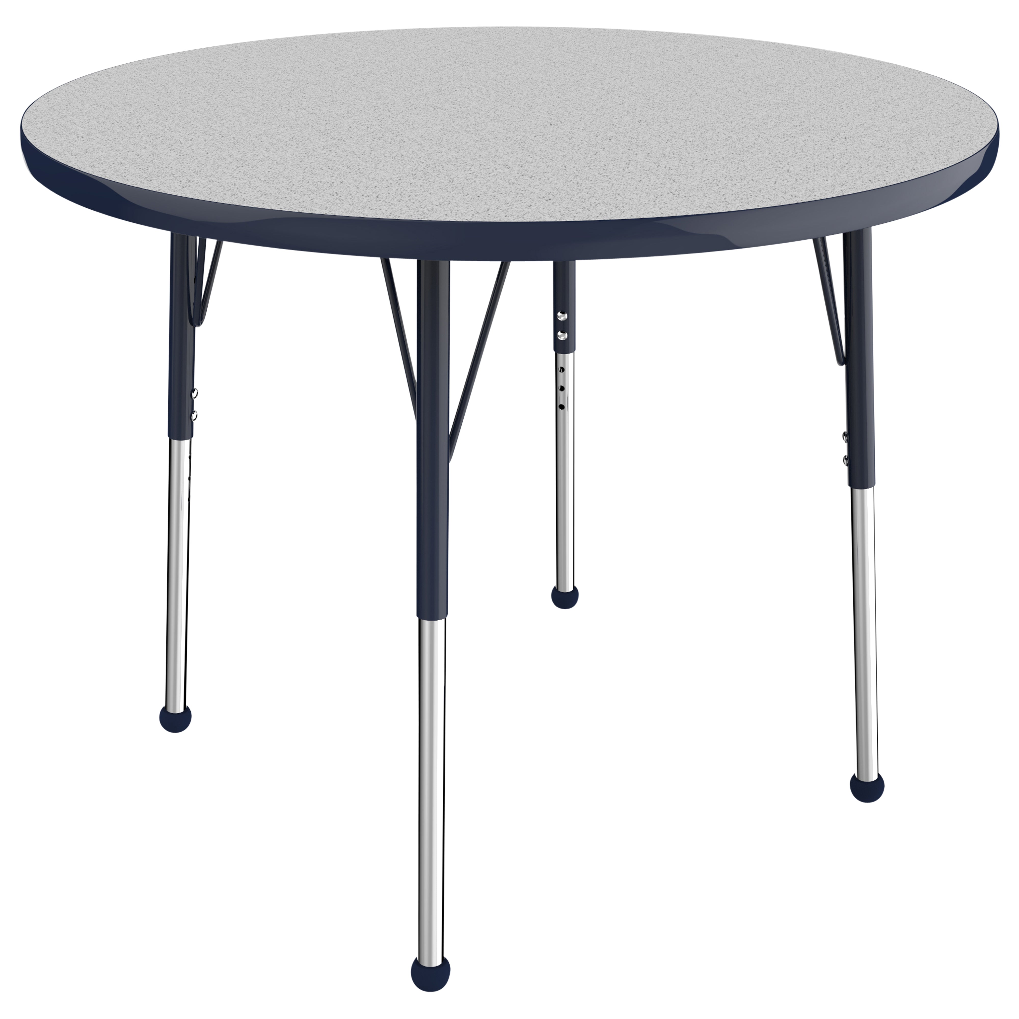 36" Round T-Molding Activity Table with Adjustable Standard Ball Glide Legs - Gray/Navy