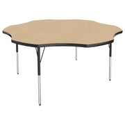 60" x 60" Flower Thermofused Activity Table with Adjustable Standard Swivel Glide Legs - Maple/Black