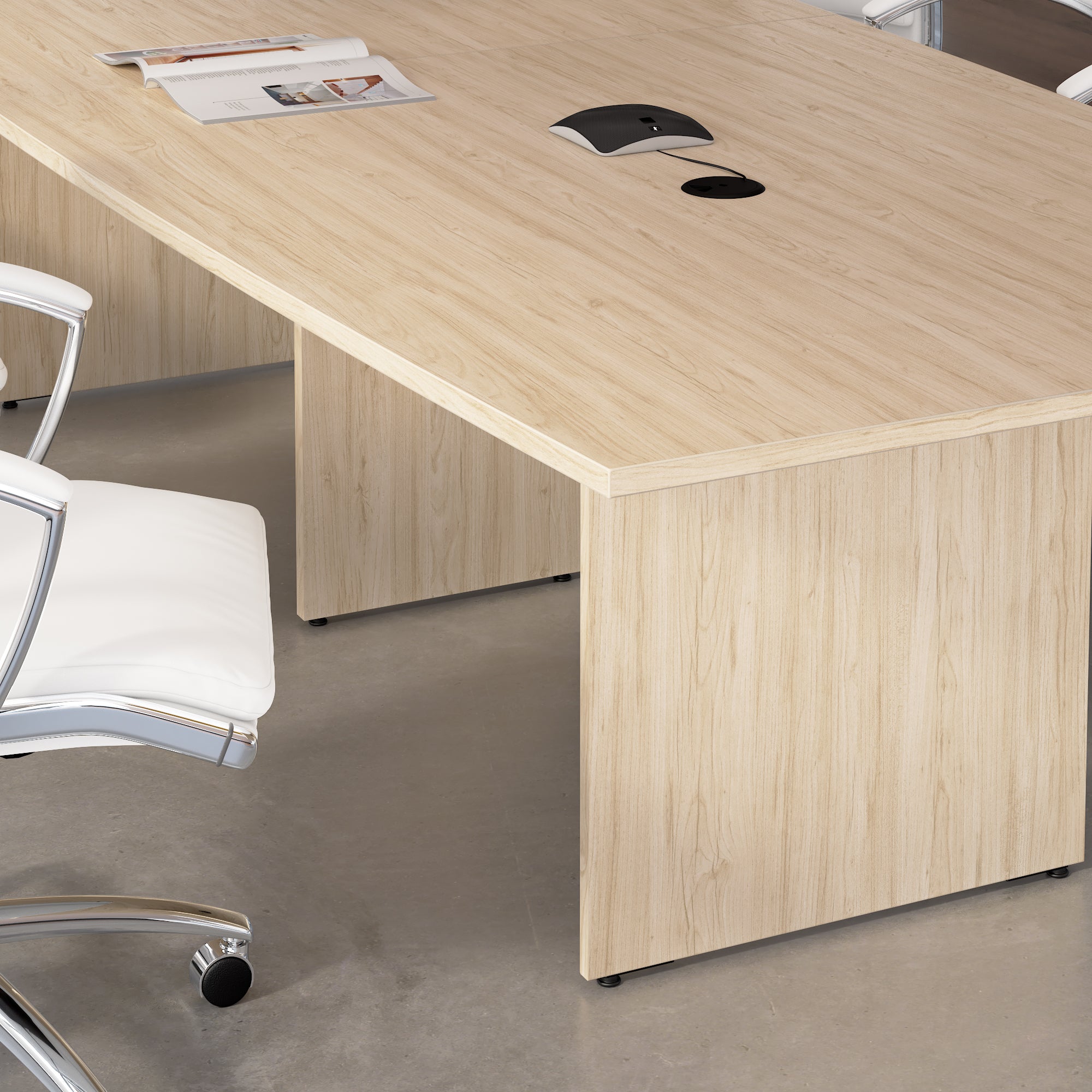 Bush Business Furniture 120-inch Office Conference Table with Wood Base in Natural Elm - 119.21" Width x 47.51" Depth x 28.65" Height