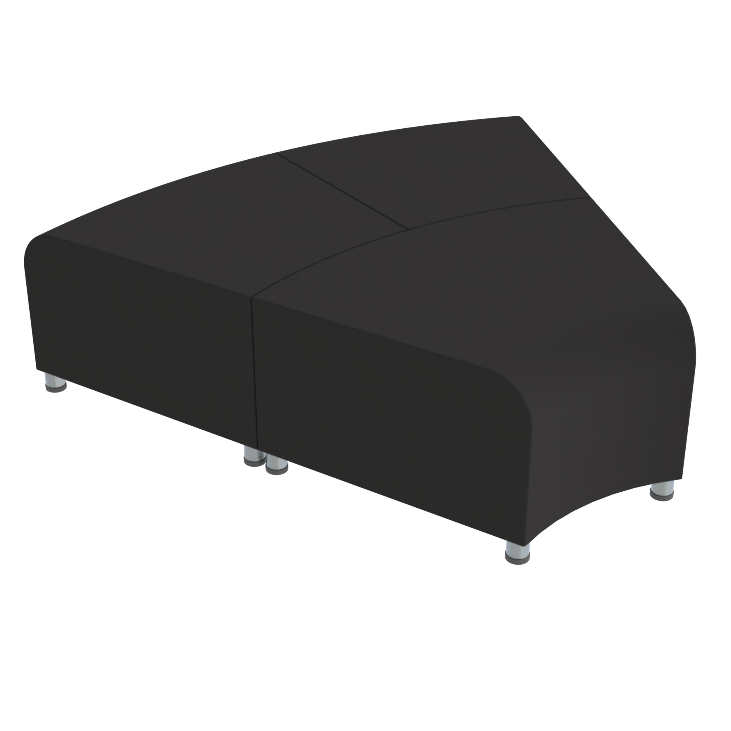 Pro Series Connect Edged Ripplet Backless Seating, 3-Piece Set - Black