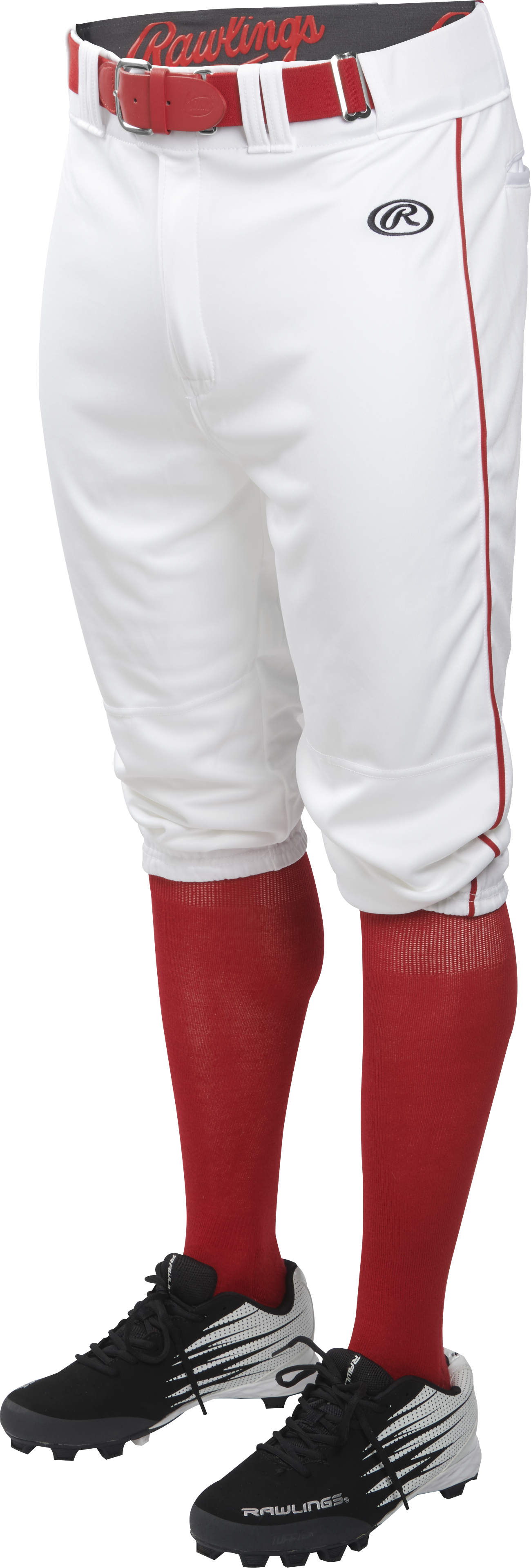 Rawlings Youth Launch Piped Pro Taper Fit Pant  - Small - White/Scarlet