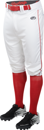 Rawlings Youth Launch Piped Pro Taper Fit Pant  - Small - White/Scarlet