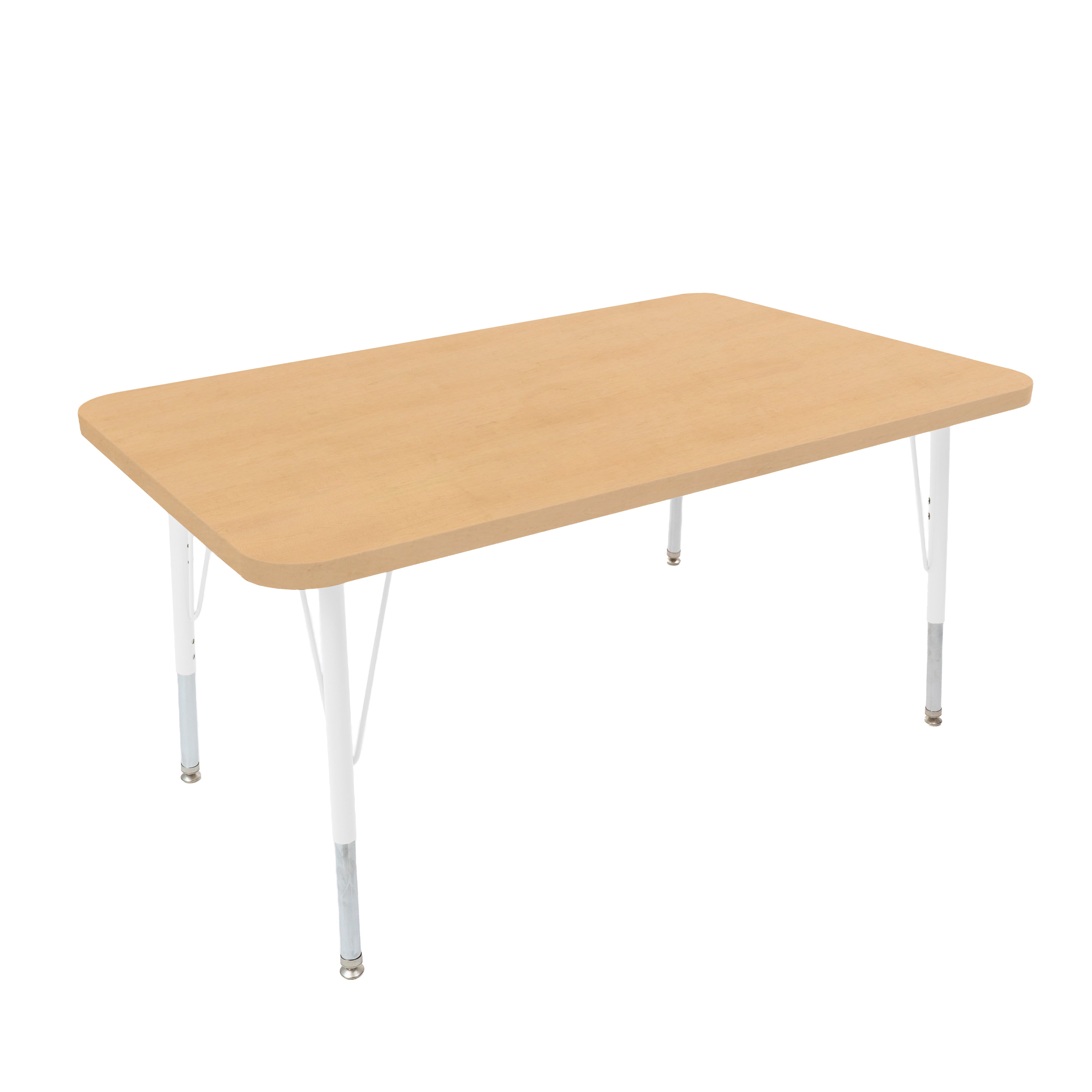 30" x 48" Rectangle Thermofused Woodgrain Activity Table with Standard Legs - Maple Grain/White