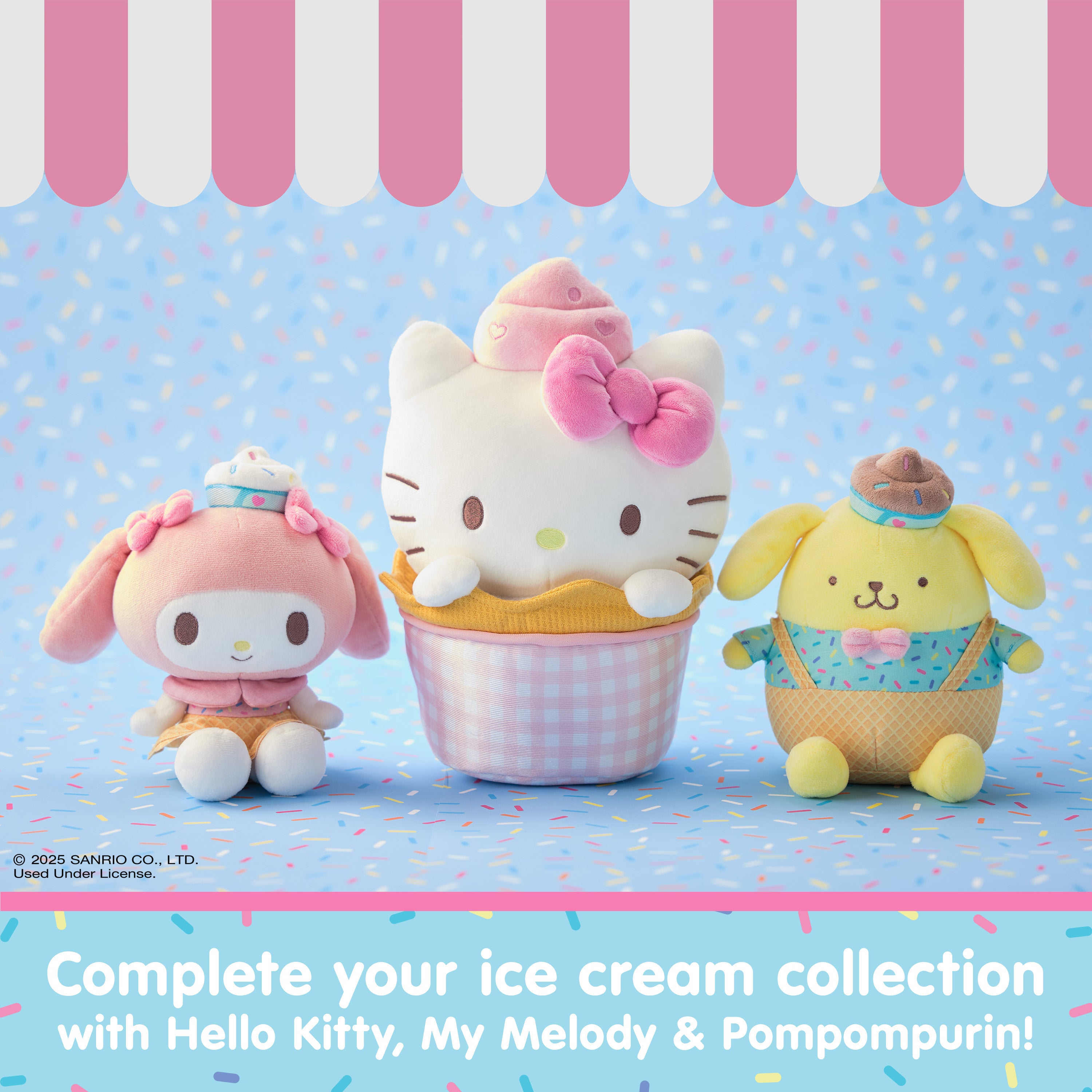 GUND Sanrio Hello Kitty and Friends My Melody Ice Cream Plush, Stuffed Animal for Ages 1 and Up, Pink/White, 6”