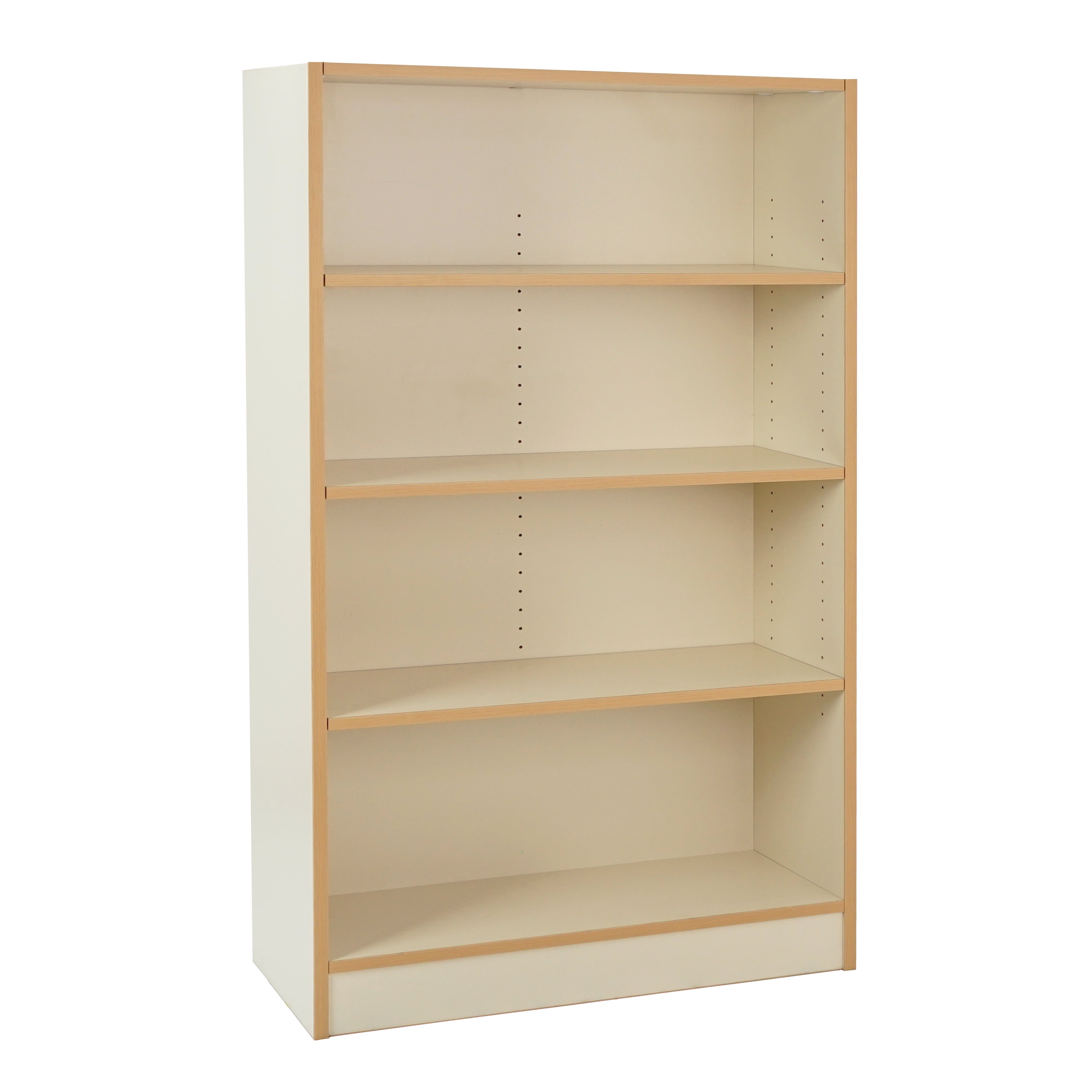 Laminate Bookcase 4-Shelf 48" Height - Almond/Maple